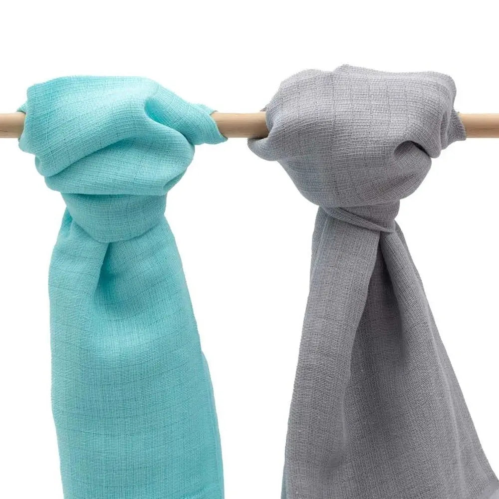 New Baby Cotton Diapers Tetra 2pcs Turquoise Grey Brand no brand