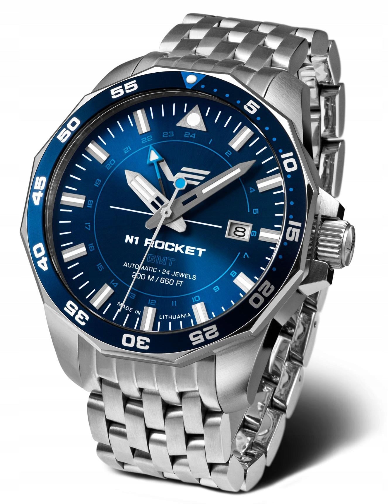New Original Men's Watch Vostok Europe NH34-225A712B Rocket N1 GMT