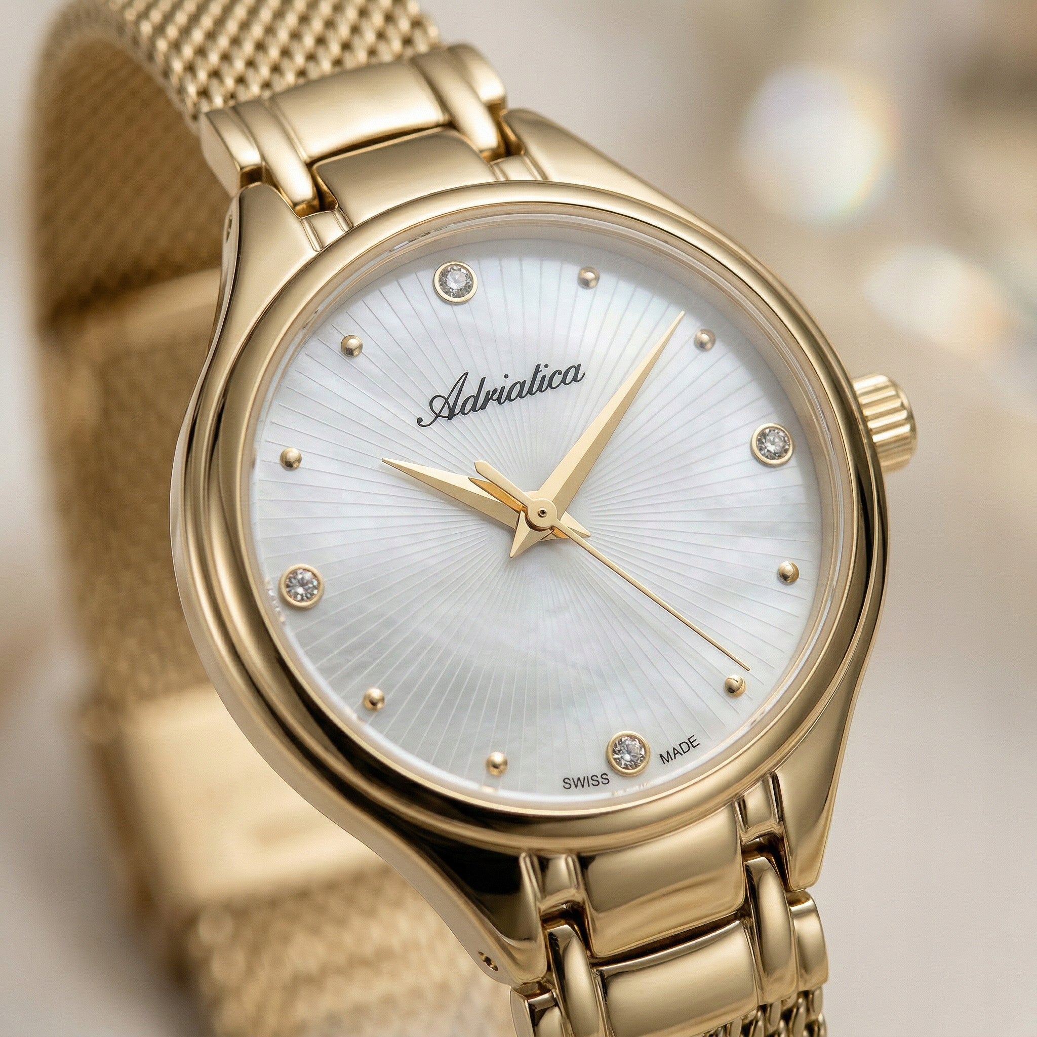 New Original Women's Watch ADRIATICA A3475.114FQN classic rhinestones Packaging status original