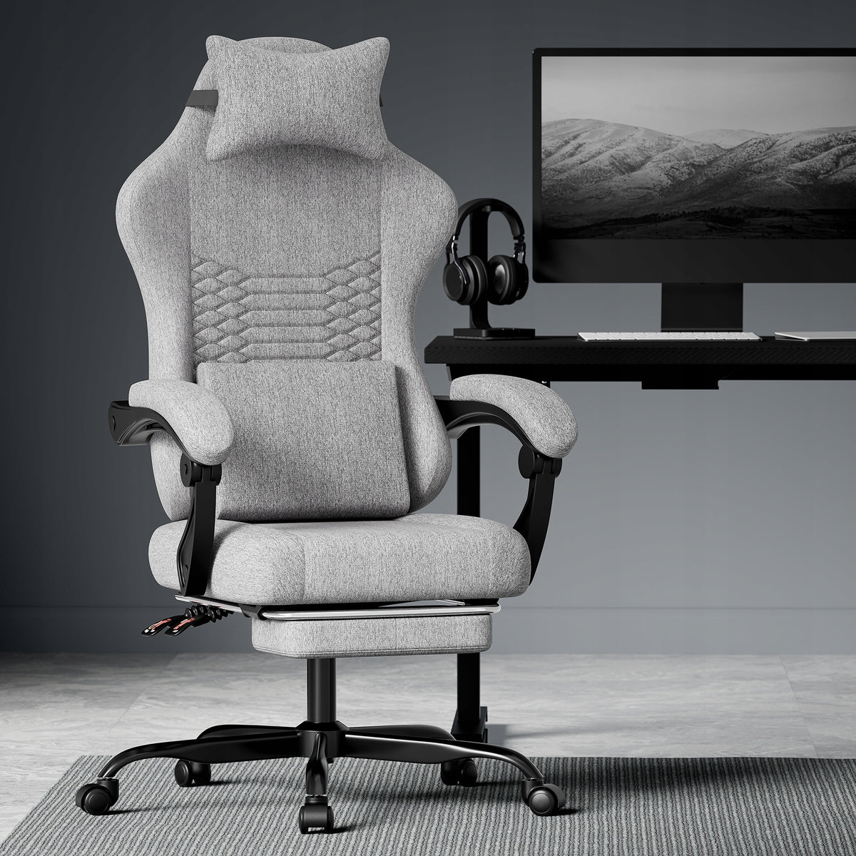 New Style Gaming Chair Material Office Massage With Footrest Brighter Furniture depth 50 cm