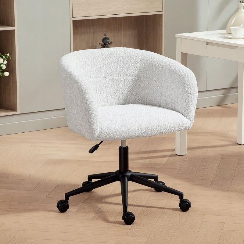 New Style Upholstered Office Chair, Plush, Swivel, Cream+Black Furniture depth 59 cm