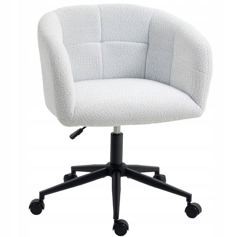 New Style Upholstered Office Chair, Plush, Swivel, Cream+Black