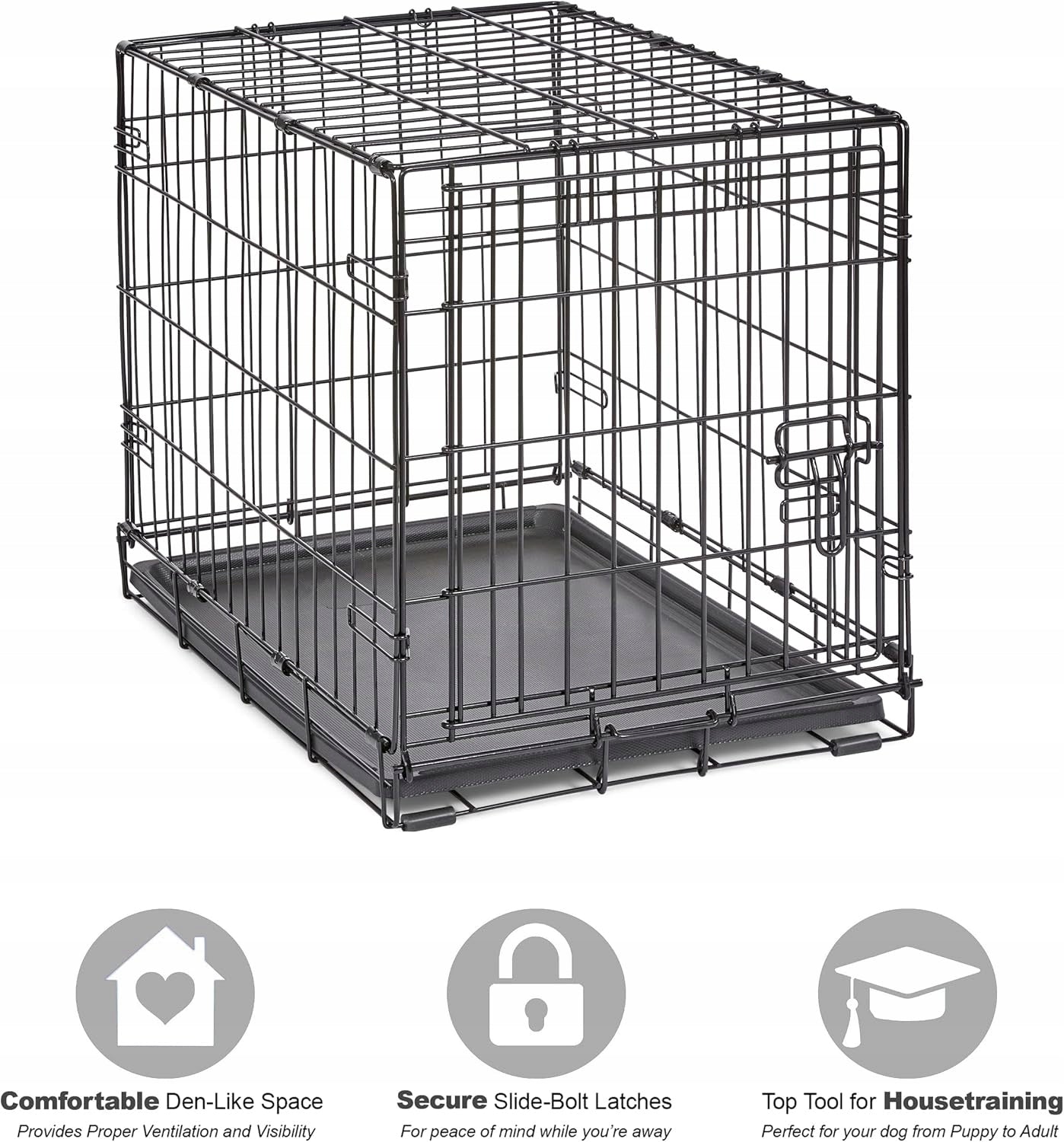 New World Folding Metal Dog Cage Single Door 63x46x49 Length 60 cm