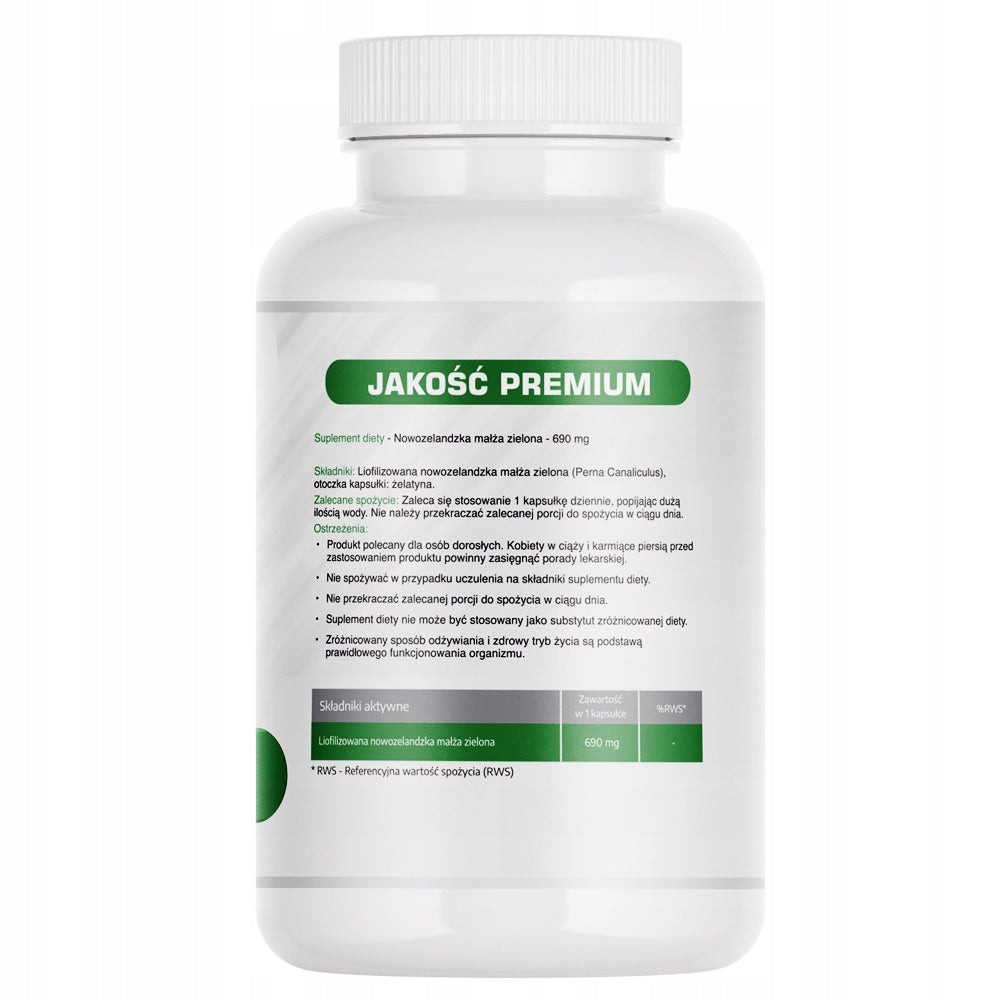 New Zealand green freeze-dried clam (muscle) - JOINTS BONES - 680 mg Manufacturer code Nowozelandzka zielona małża 680mg