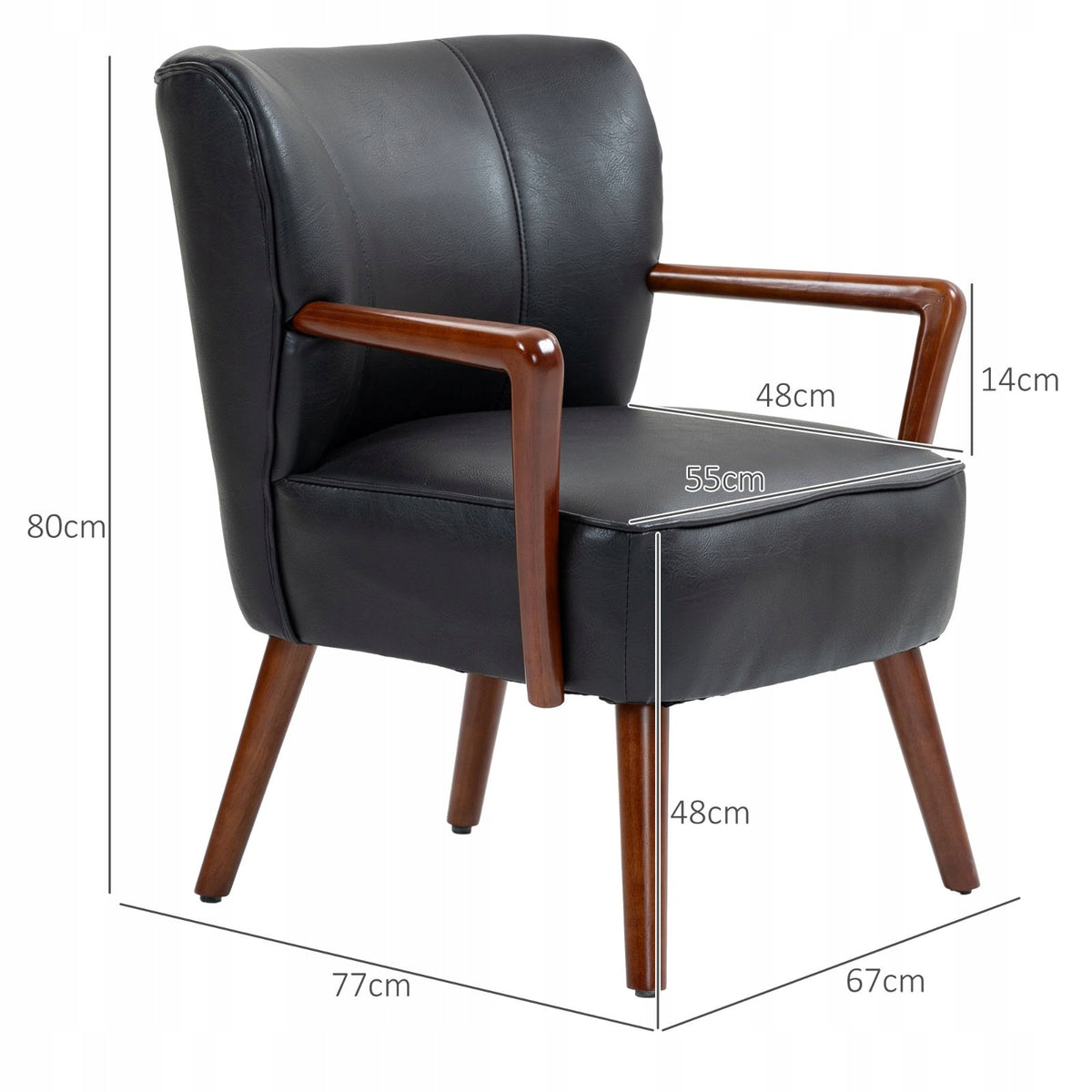 New style Upholstered chair with armrests black eco leather Brand no brand