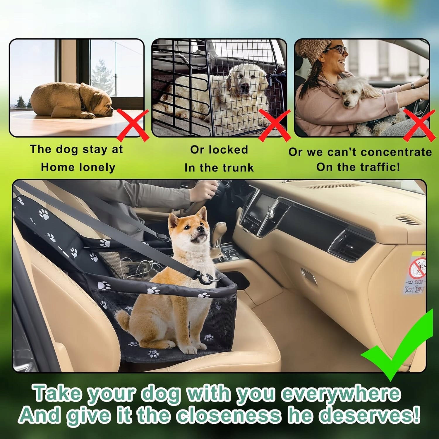 Newaner 40×34×25 cm dog car seat Kind mat