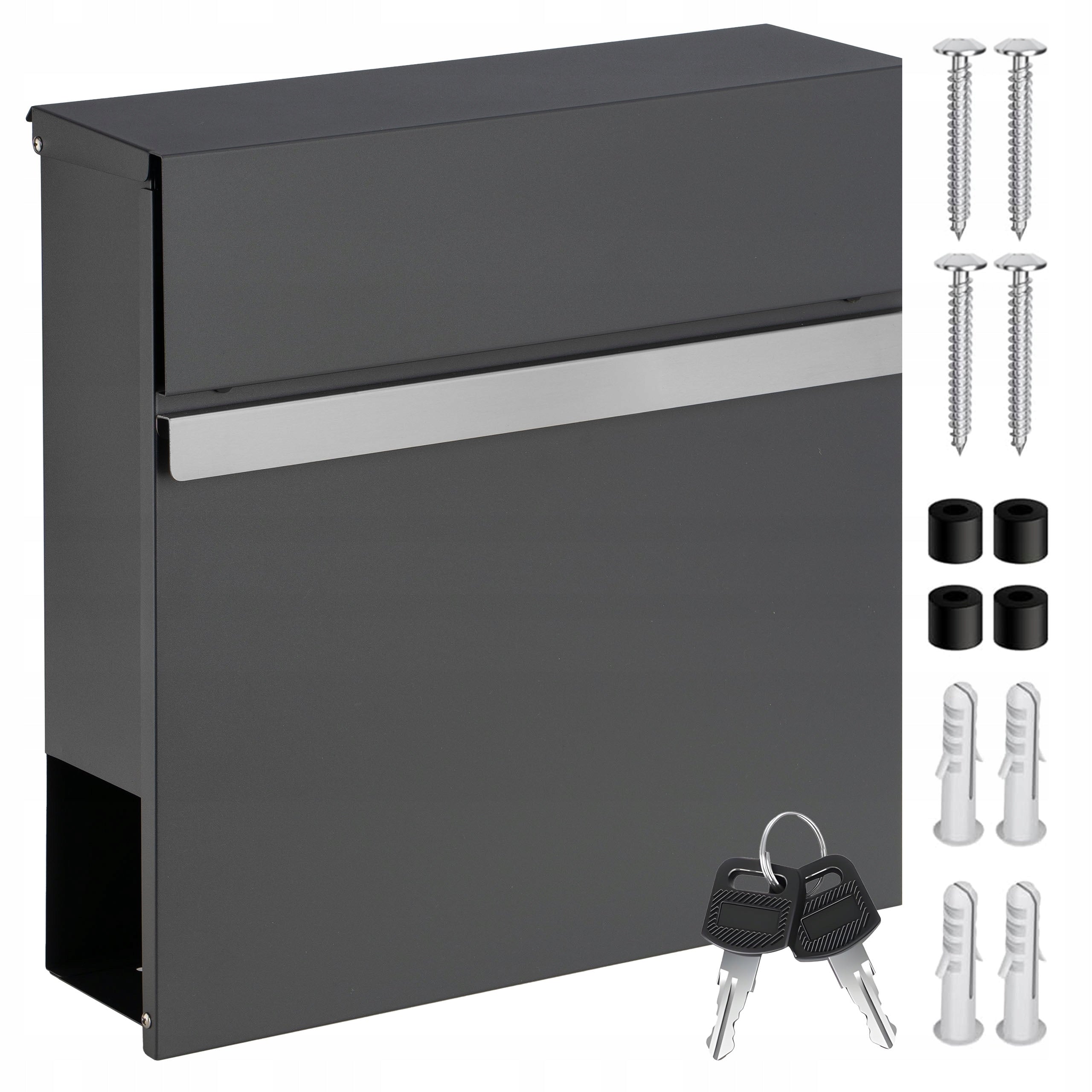 Newspaper Letterbox Anthracite Stainless Steel For Fence