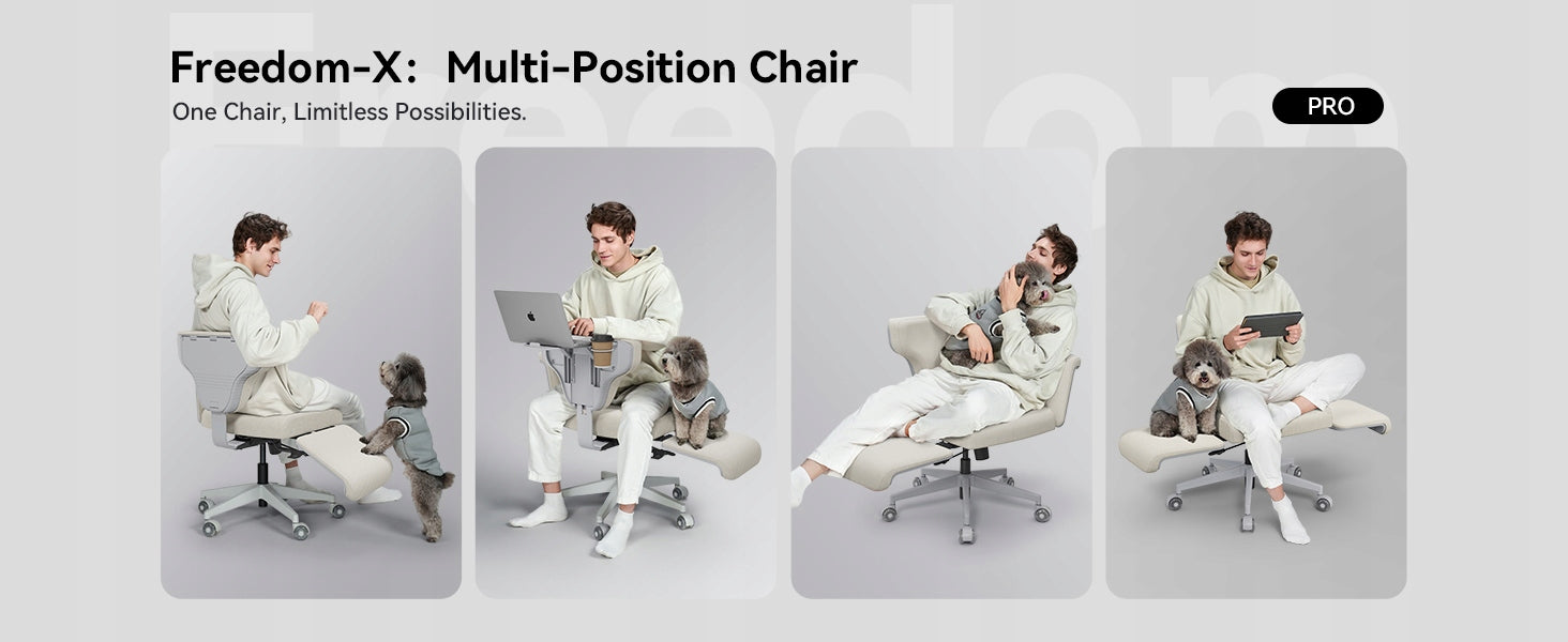 Newtral Freedom-X-PRO Multi-Posture Chair with Armrest Milk Apricot Packaging status original