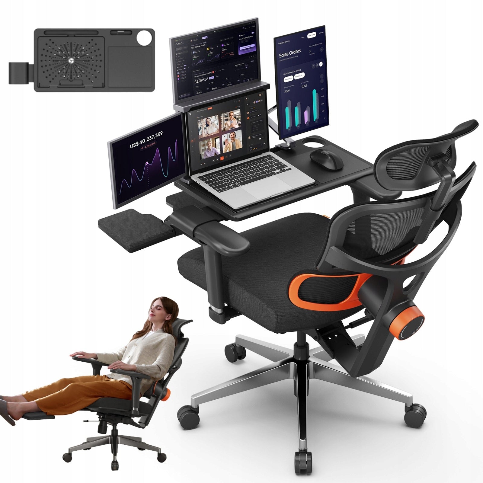 Newtral NT002 Ergonomic Office Chair with Footrest and Laptop Table