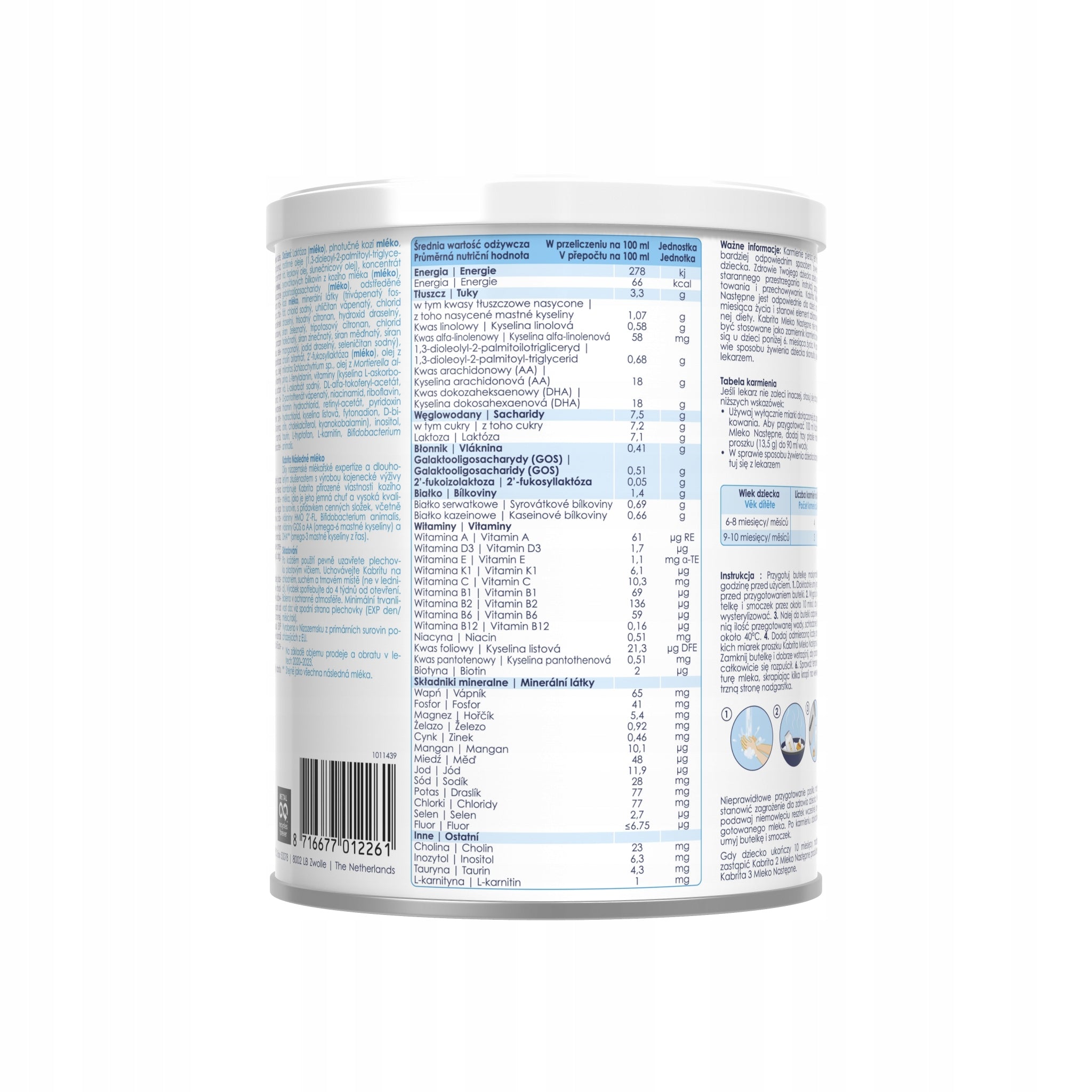 Next 2 with HMO based on goat's milk, 6-12m, 400 g Kabrita 2 Manufacturer code KAB01561