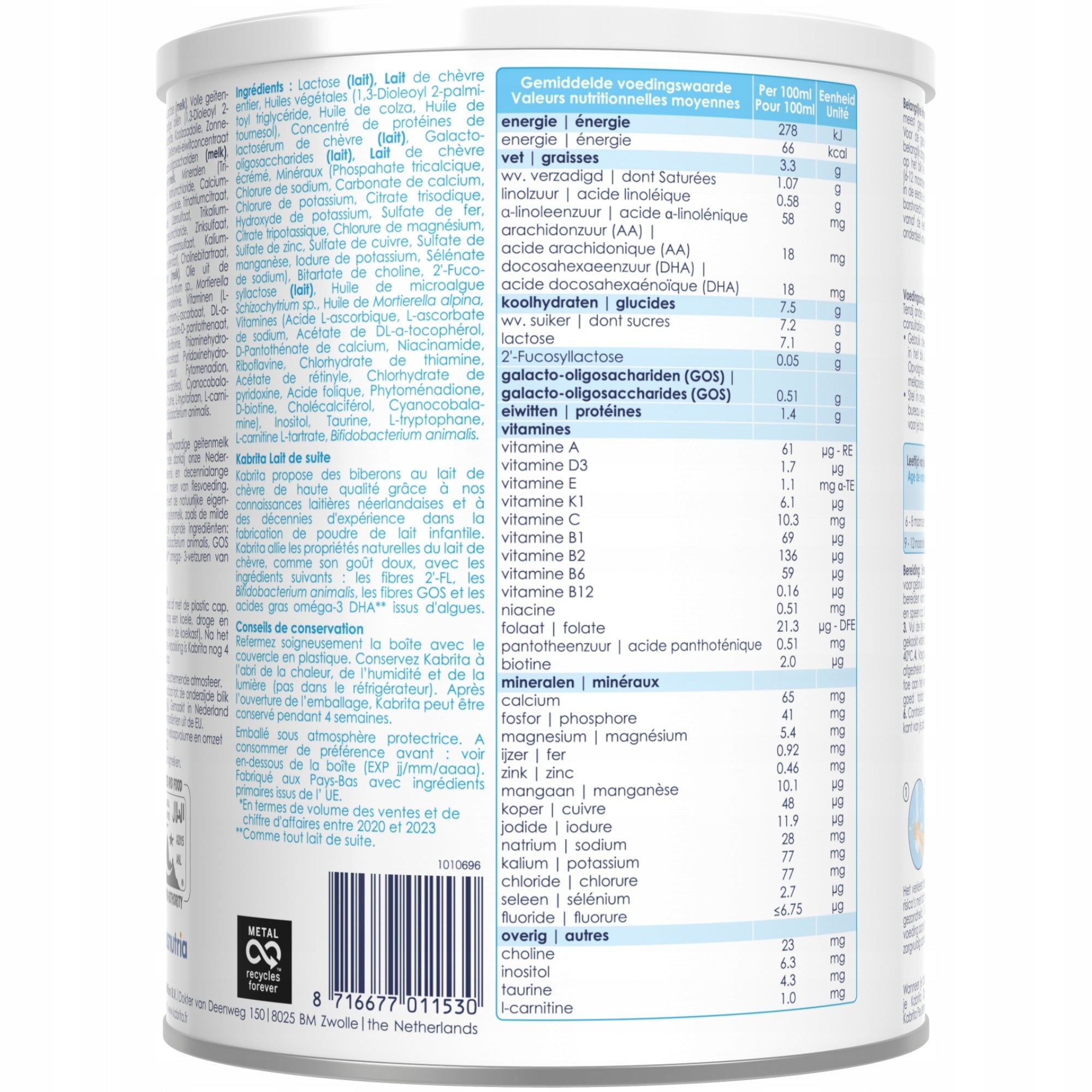 Next milk from HMO based on goat milk, 6-12m, 800 g Kabrita 2 Packaging status original