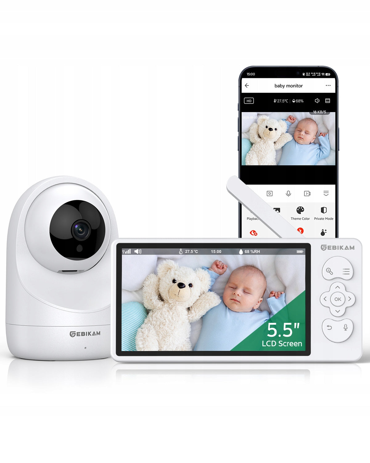 Niania Sebikam 5,5" 2K 3MP WiFi+App FHSS PTZ 355° 4000mAh VOX Audio Packaging status original