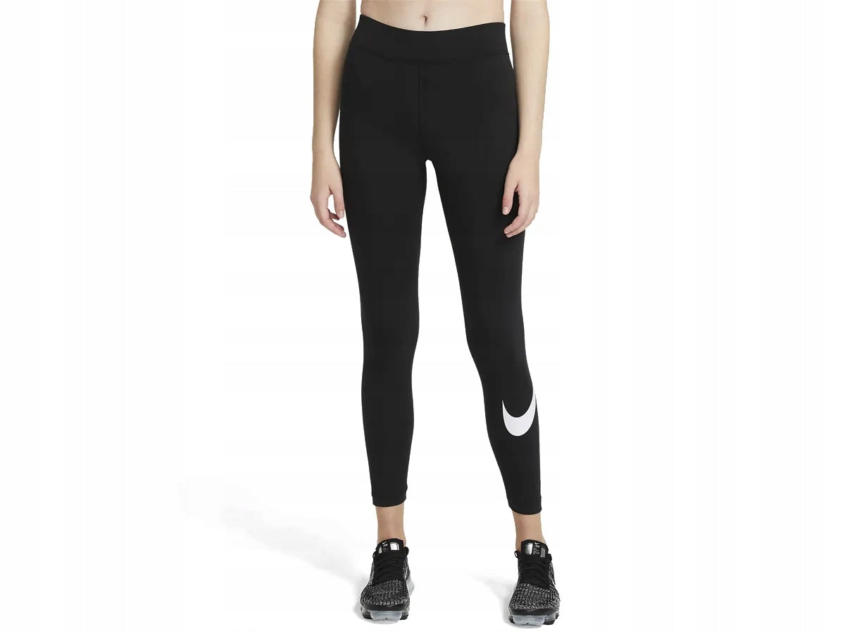 Nike Stretch Damen NSW ESSNTL LGGGN SWOOSH, Schwarz 