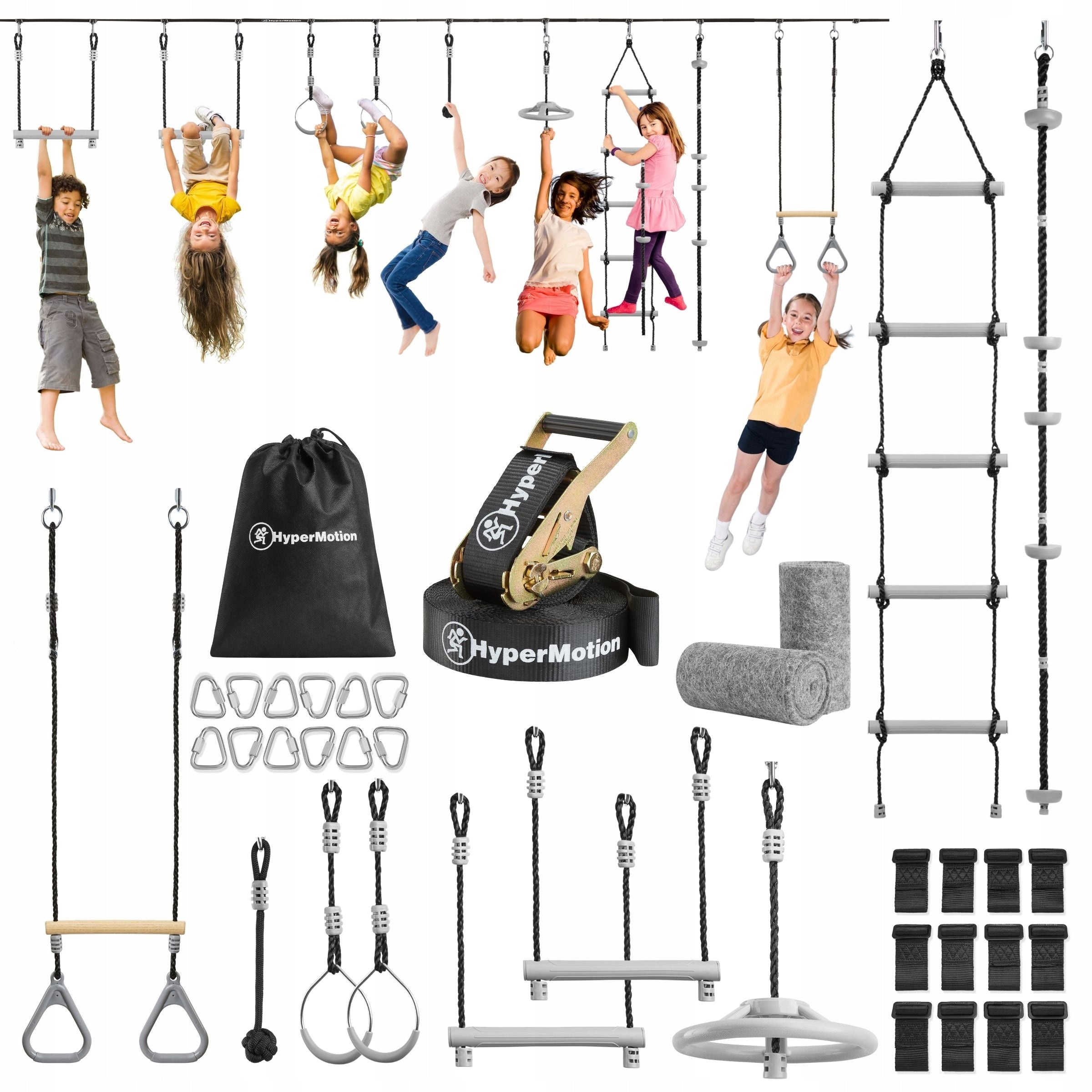 Ninja Obstacle Course for Kids - HyperMotion slackline set - 9 obstacles