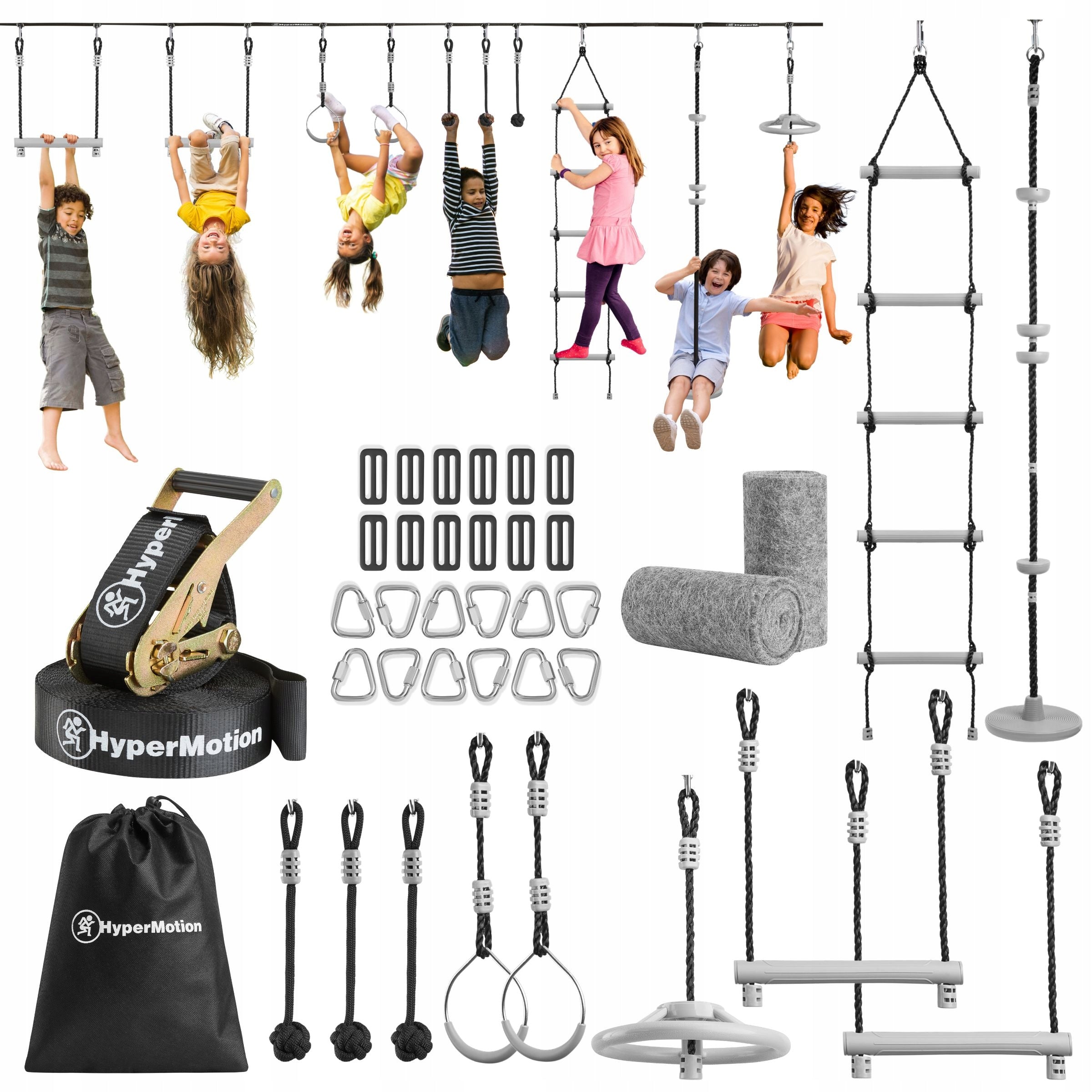 Ninja obstacle course for children set slackline HyperMotion - 10 obstacles