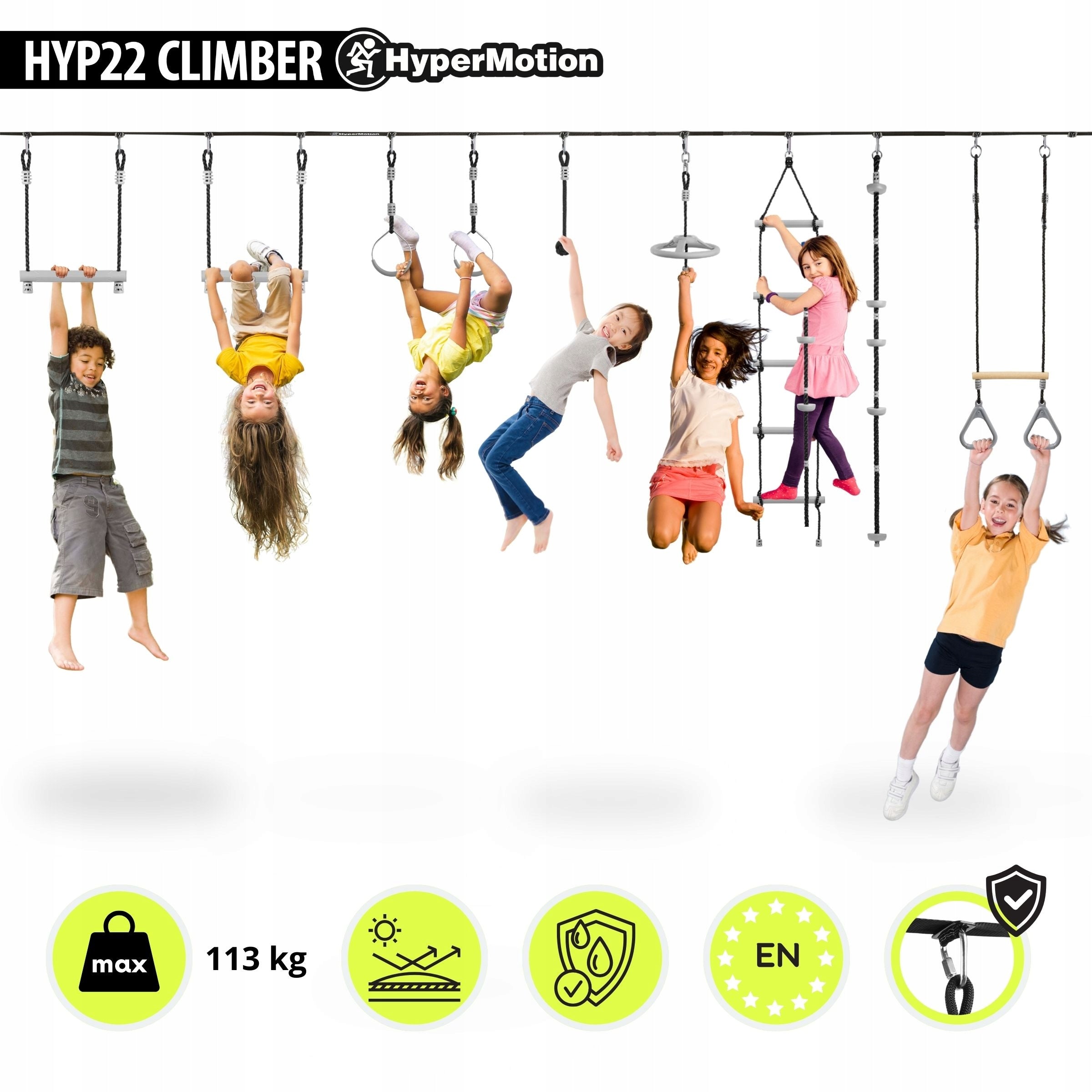 Ninja obstacle course for kids set slackline 9 obstacles FUN GARDEN Brand HyperMotion