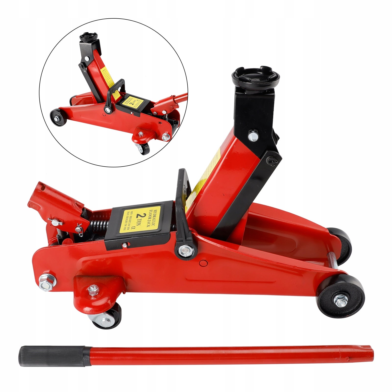 Niskoprofilowy podnośnik podłogowy o udźwigu 2 ton i udźwigu 5,31–12,8 cala