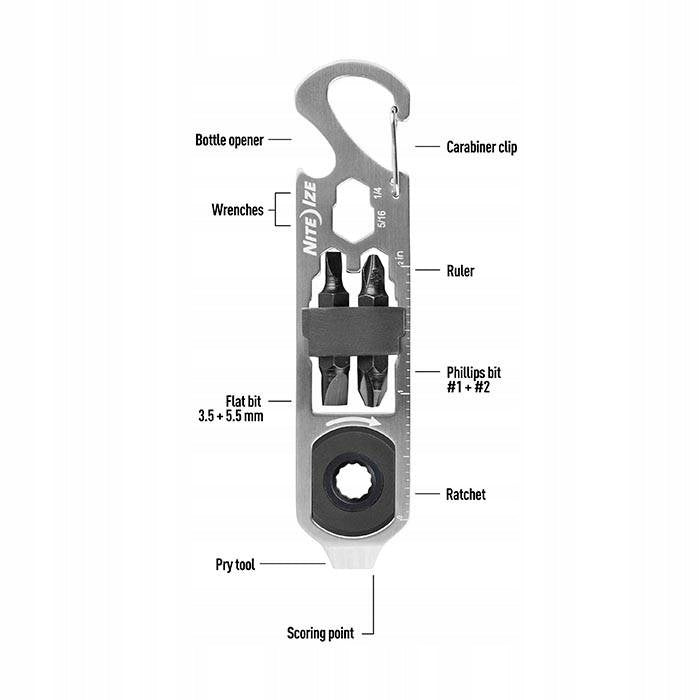 Nite Ize - Keychain with Tools Microtool DoohicKey - Stainless Steel Brand Nite Ize