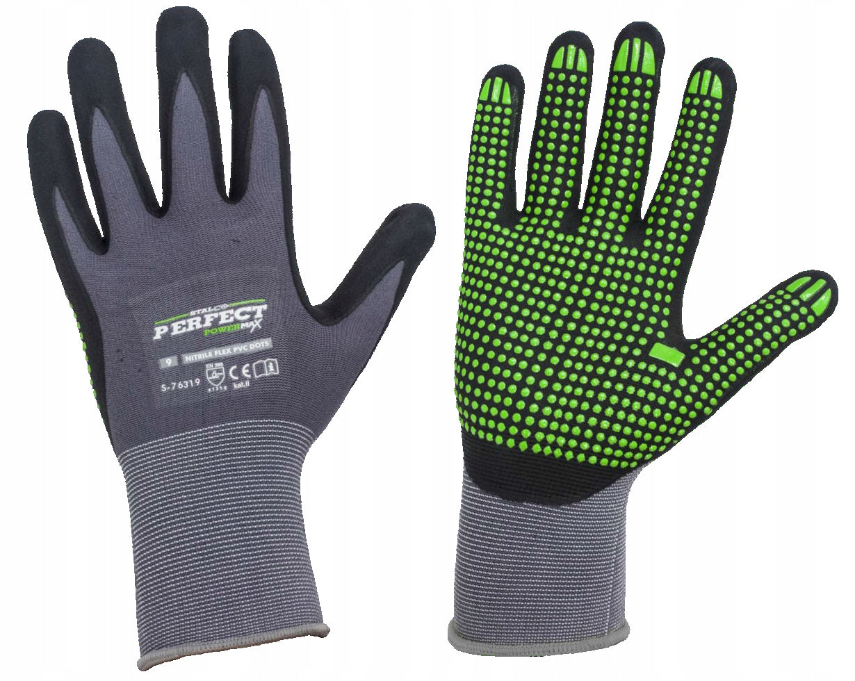 Nitrile Flex Dots Powermax-L PERFECT STALCO r.9 Nylon Work Gloves