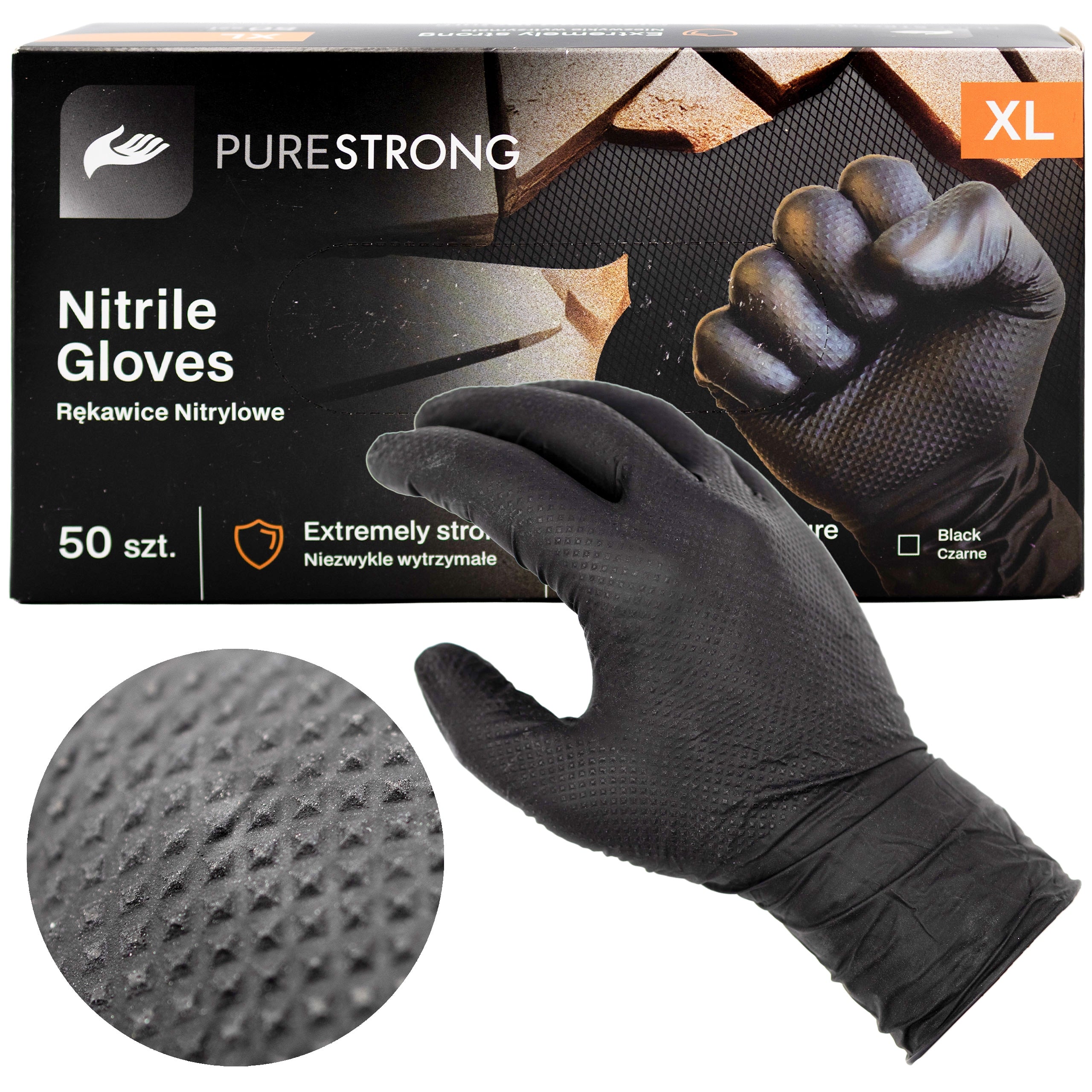 Nitrile Gloves 50 Pcs PURE STRONG Gloves Obscenely Strong XL