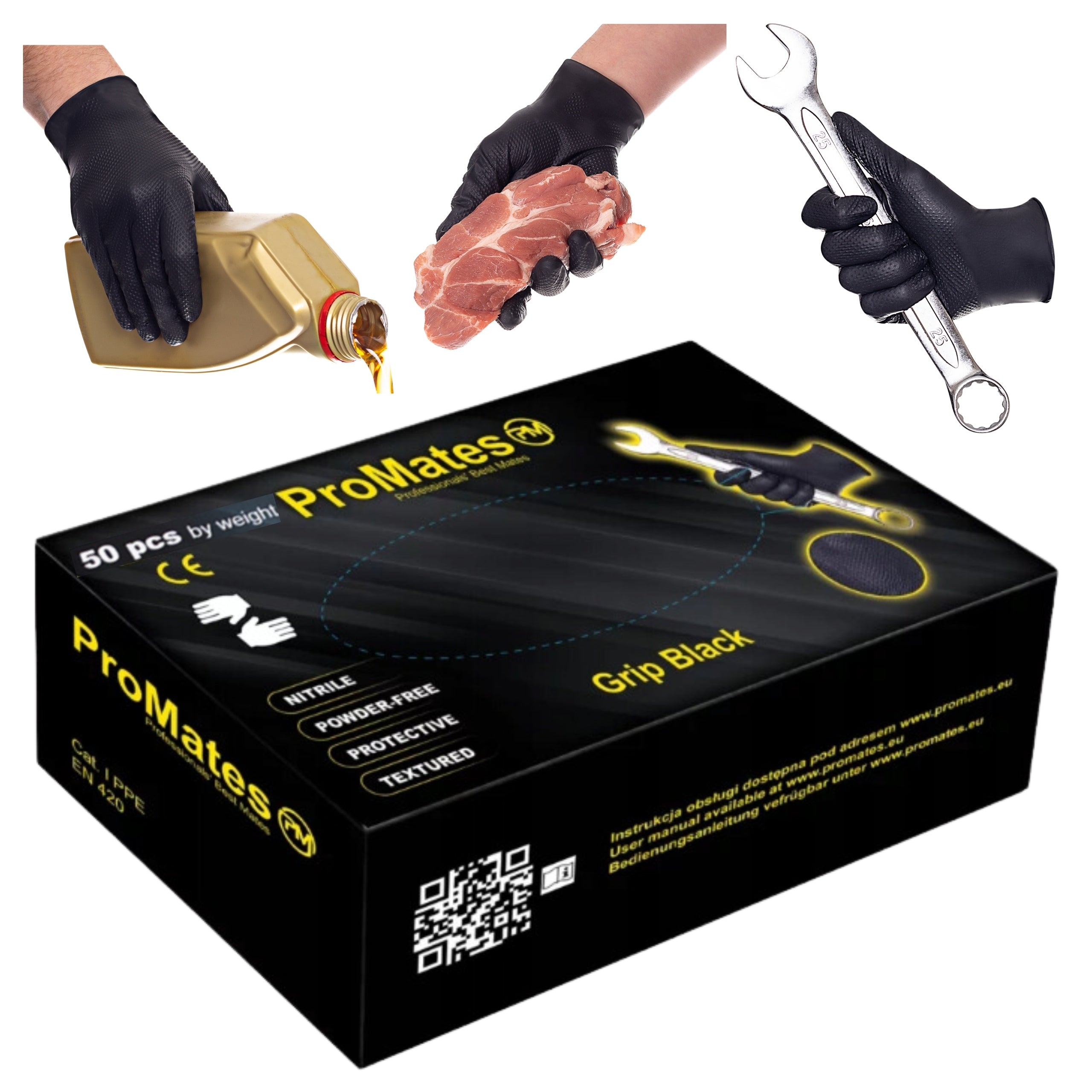 Nitrile Gloves THICK STRONG Waterproof Gloves GRIP porous 50 pcs