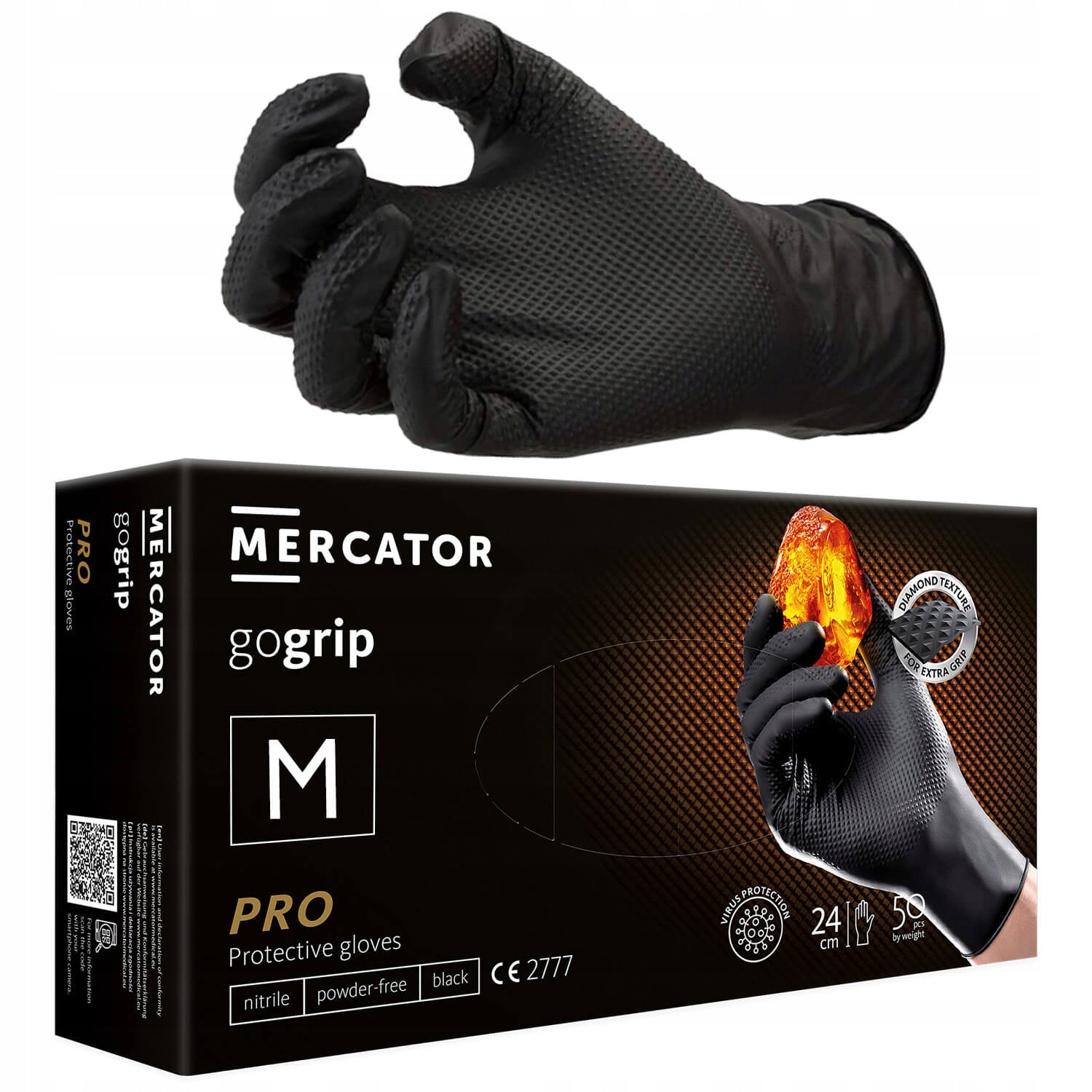 Nitrile Work Gloves GOGRIP Black 50pcs M