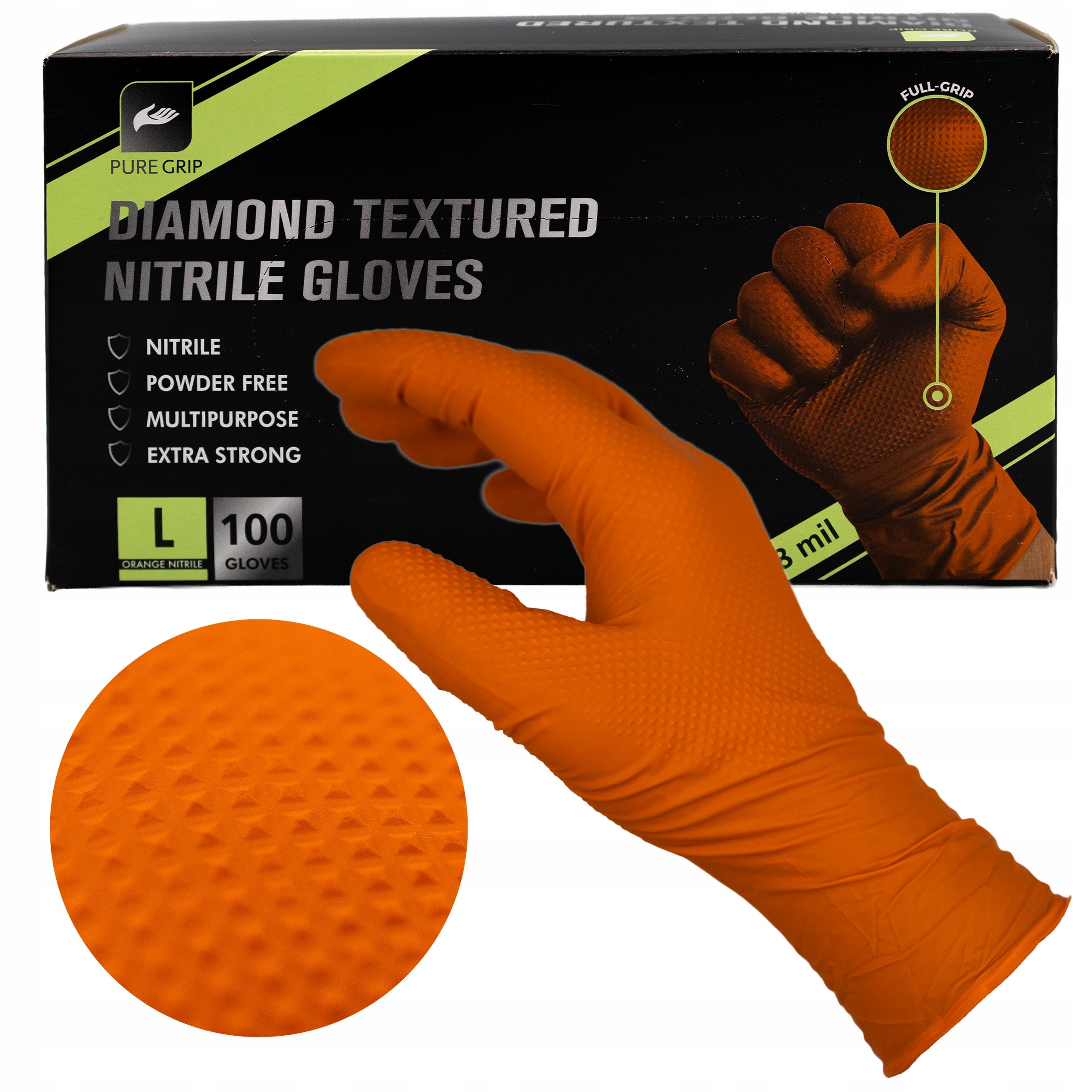 Nitrile gloves 100 pcs PURE GRIP gloves EXCESSIVELY strong L STRONG