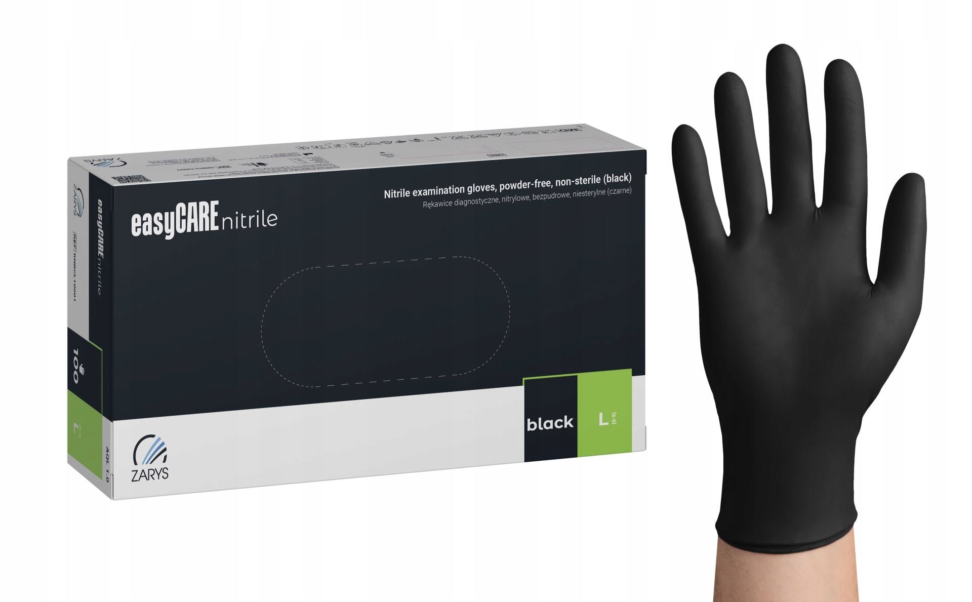 Nitrile gloves black easyCARE L 10 op. × 100 pcs. 1000 pcs.
