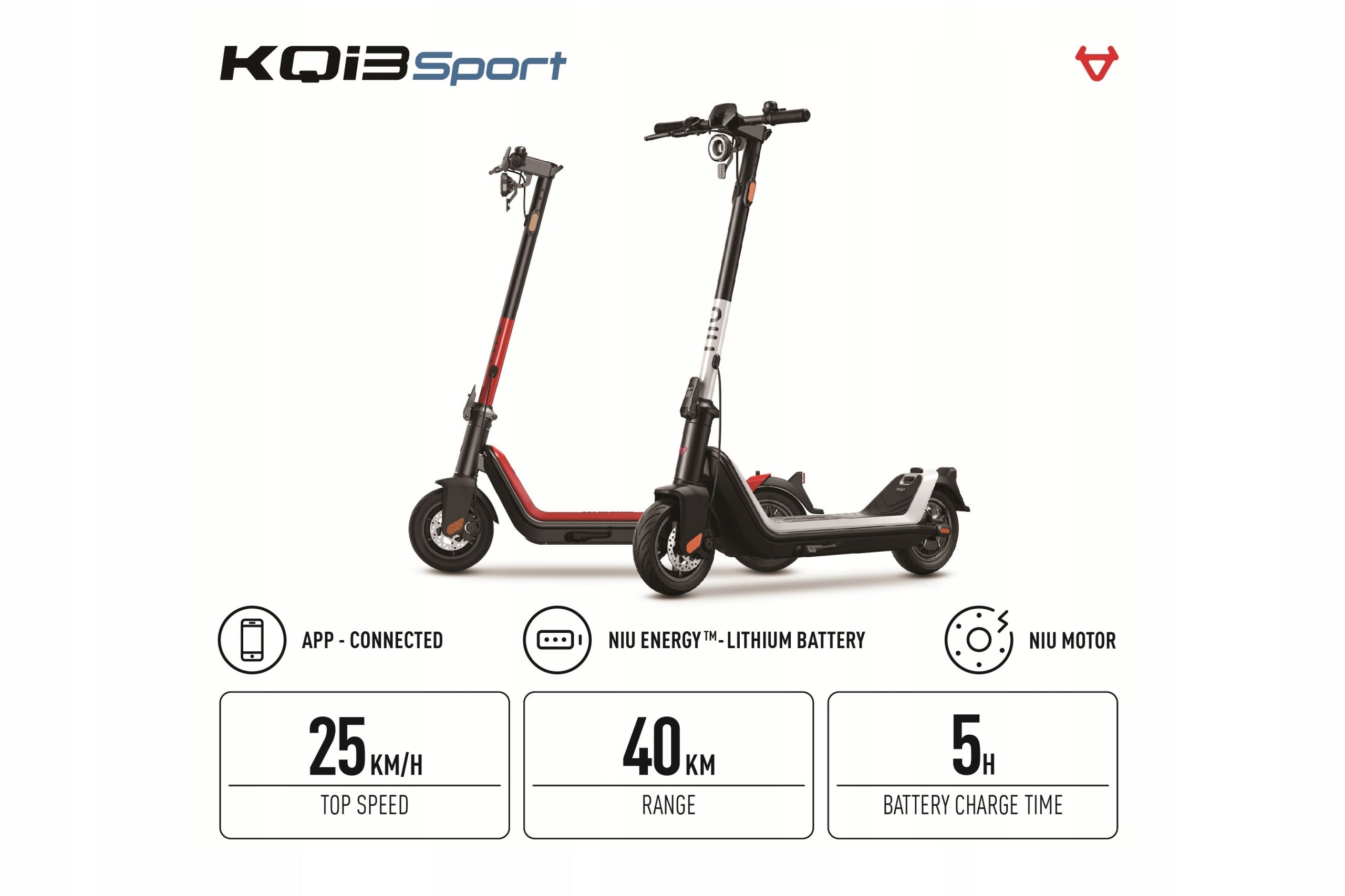 Niu KQi3 sport electric scooter 300w black range 40km 20km/h Color white