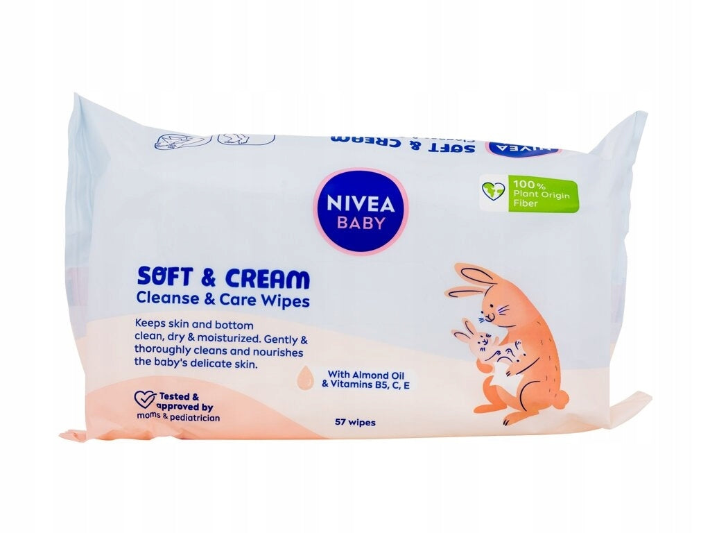 Nivea Baby Soft & Cream Cleanse & Care Wipes - For Kids, 57 Count Manufacturer code 80551