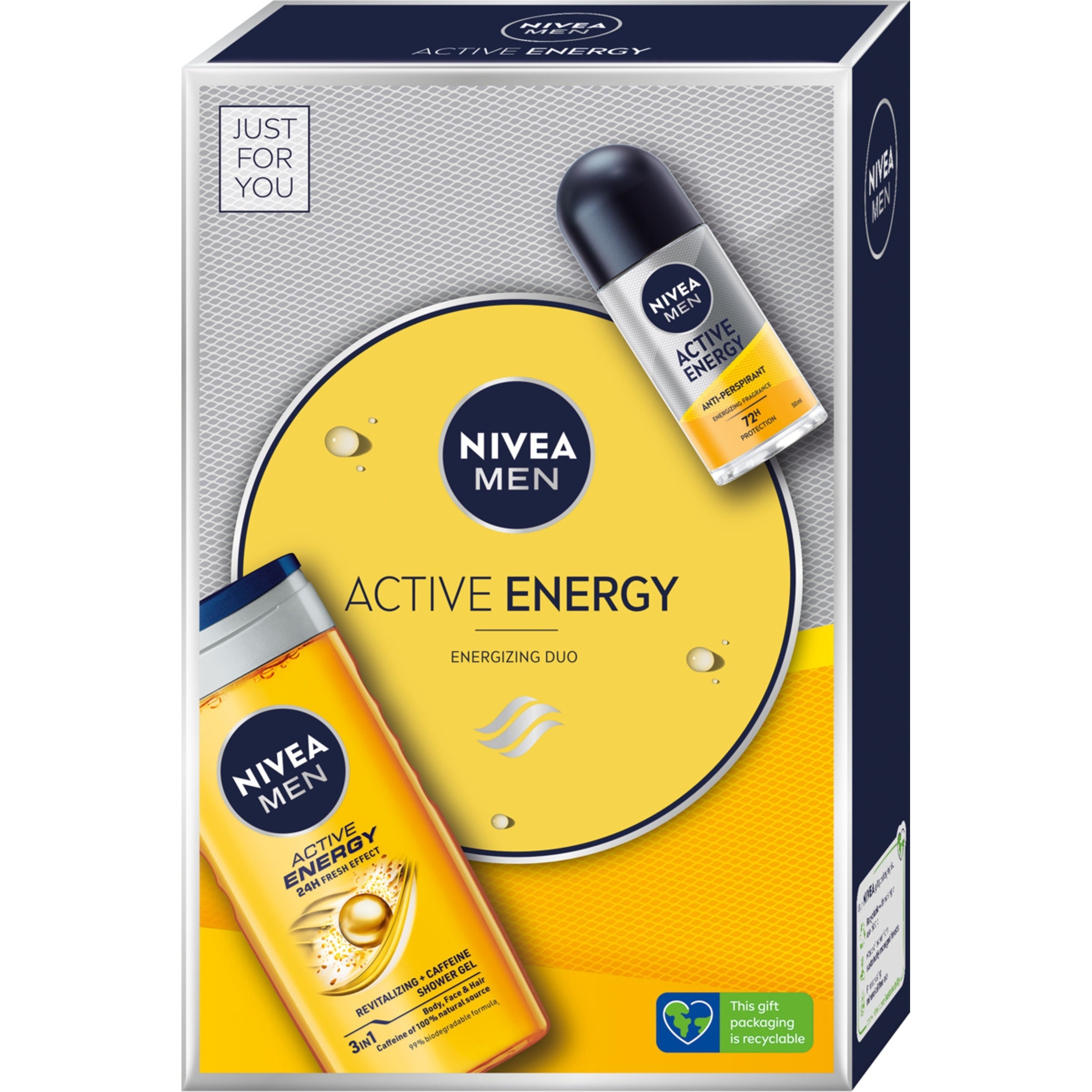 Set Nivea: Men Active Energy Duschgel, 250 ml + Ball Antitranspirant, 50 ml 