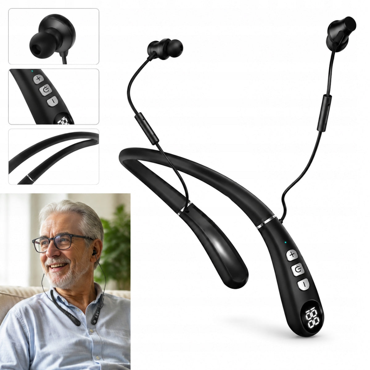 Noise Cancelling Hearing Aid for Neck | Light-Moderate Hearing Loss
