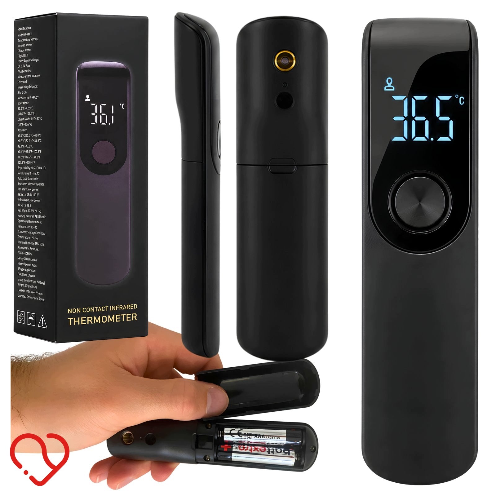 Non-Contact Thermometer for Forehead Fast Digital Measurement for Infrared 2pcs