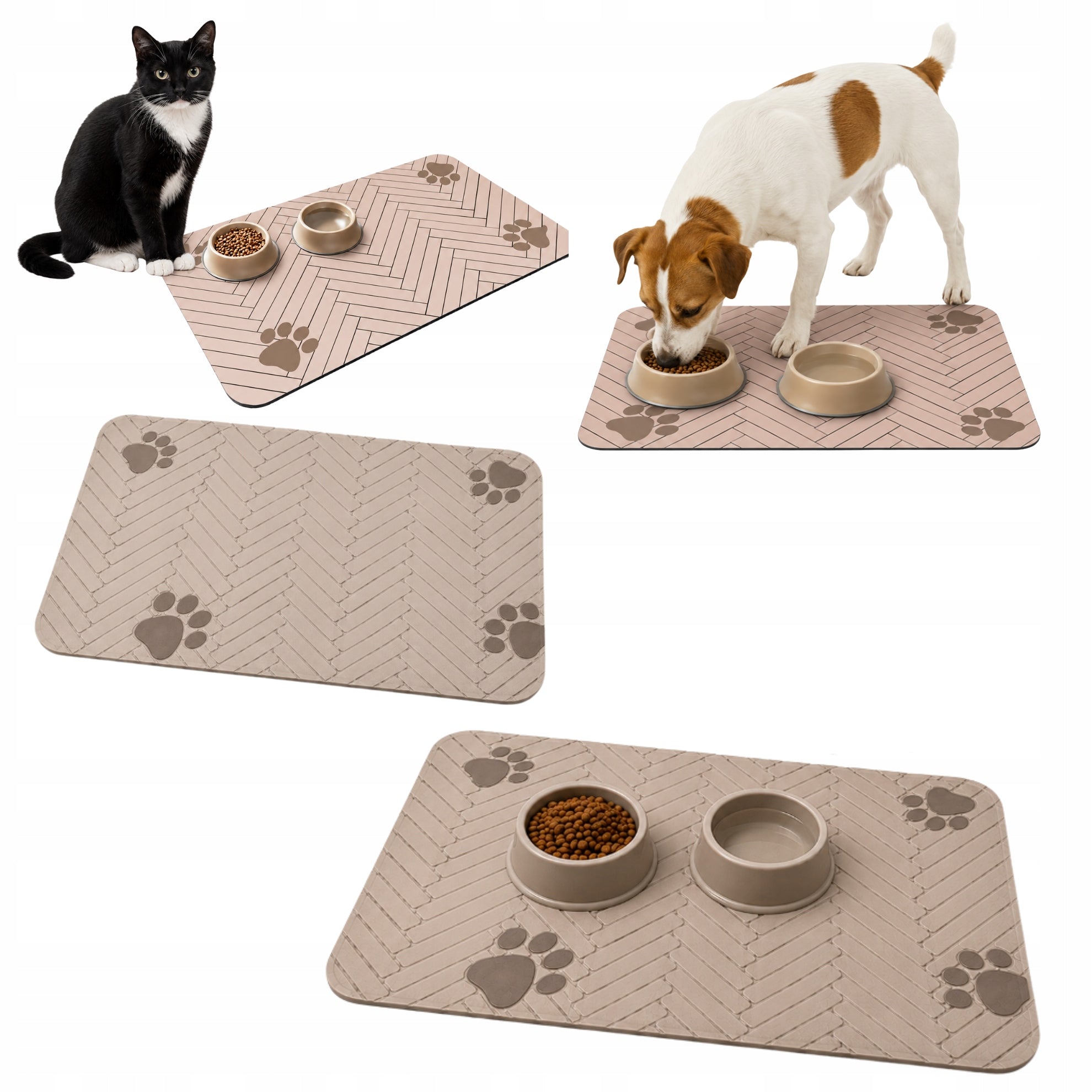 Non-Slip Cat Dog Bowl Mat Protective Mat 30x40cm