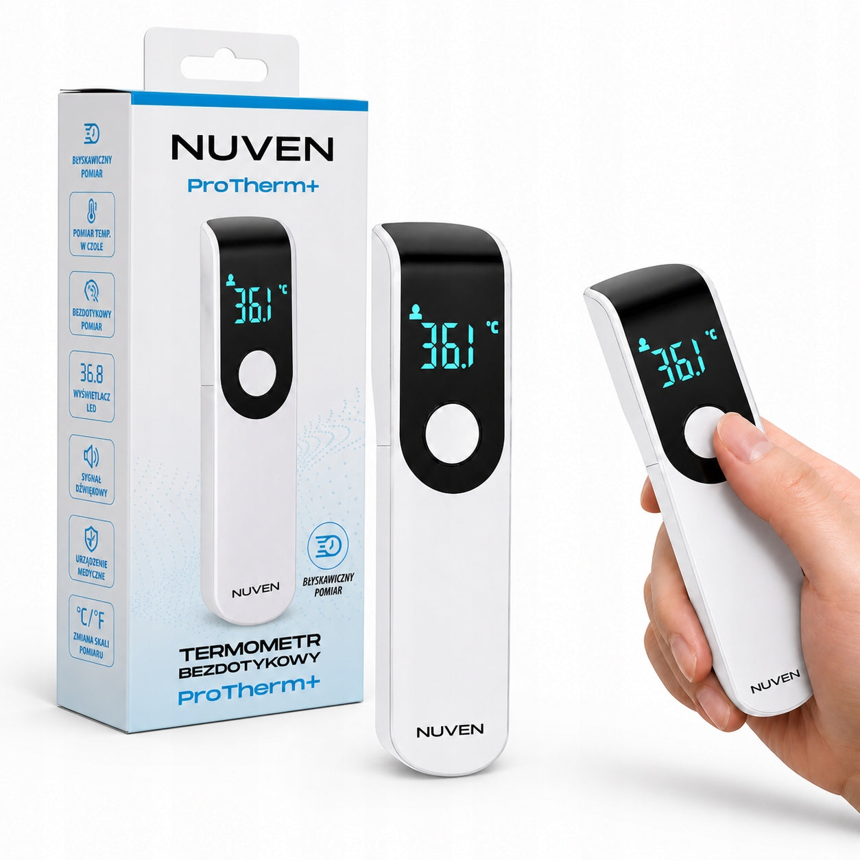 Non-contact instant thermometer NUVEN infrared travel LED + BAG Medical device no