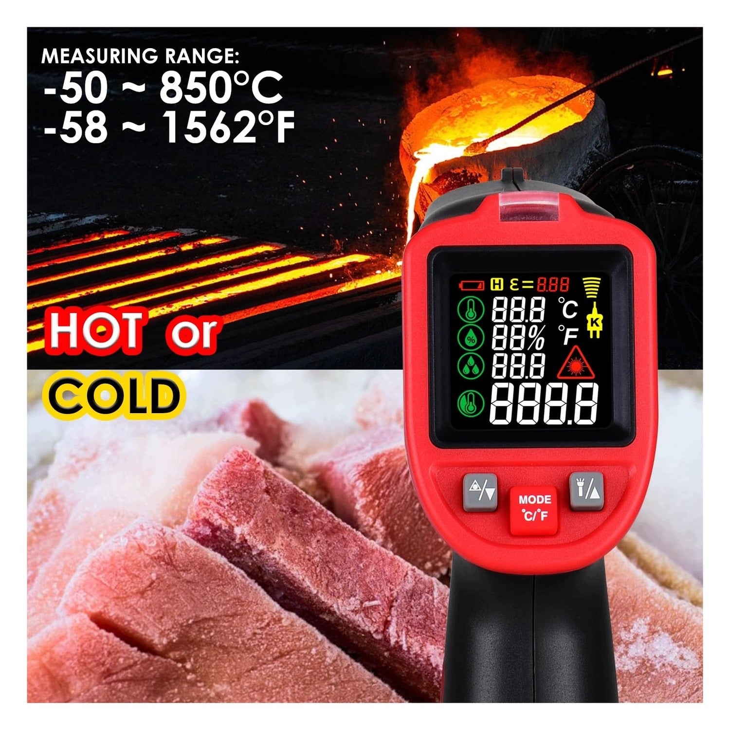 Non-contact thermometer - for temperature measurement -50~850°C Medical device no