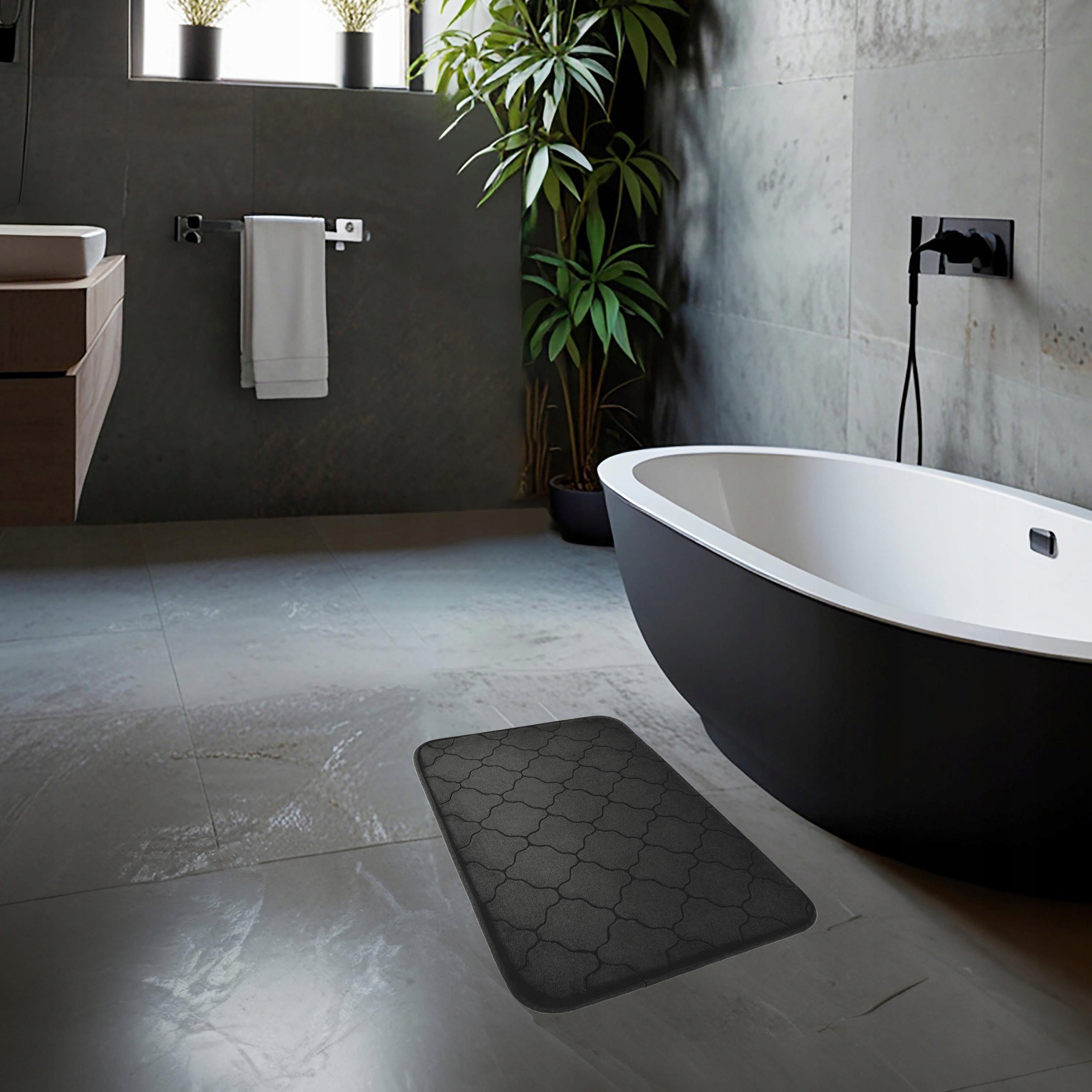 Non-slip bathroom rug with foam soft 40x60 cm black stylish Length 40 cm