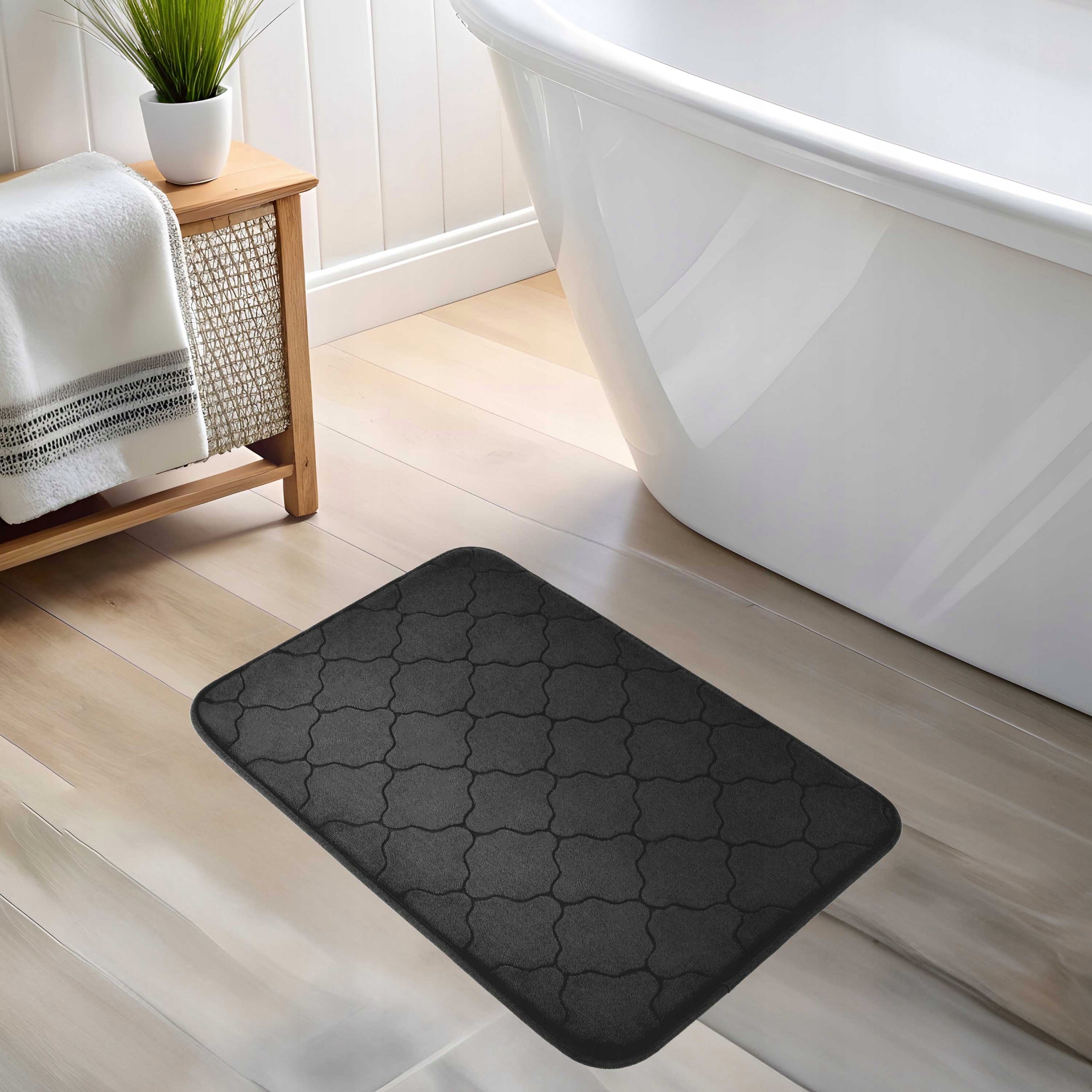 Non-slip bathroom rug with foam soft 40x60 cm black stylish Shape rectangle