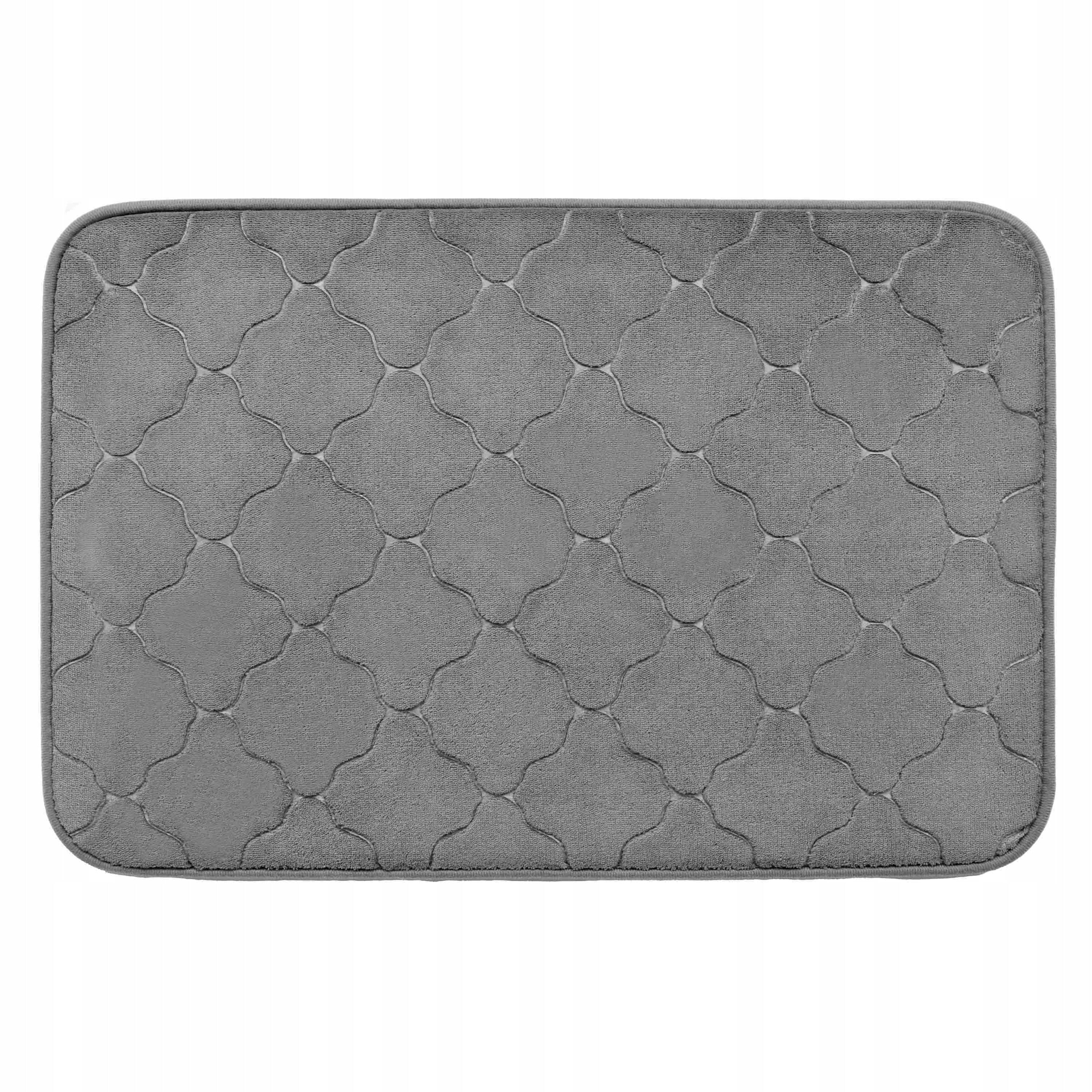 Non-slip bathroom rug with foam soft 40x60 cm grey solid