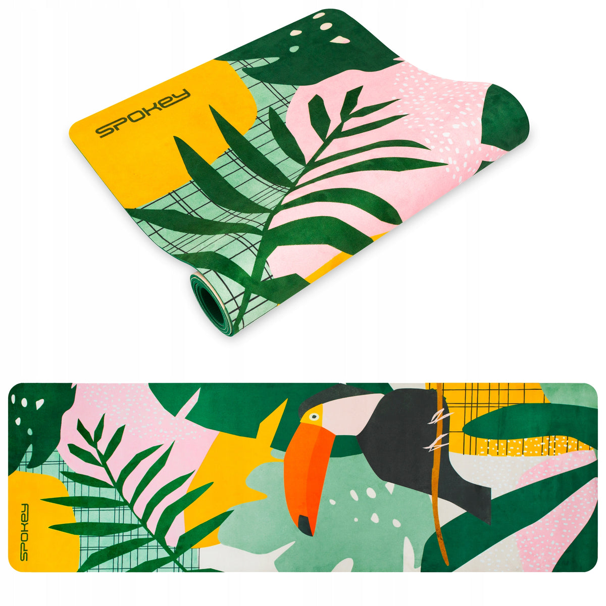 Non-slip yoga mat Spokey HOME JUNGLE exercises with pattern 183 cm