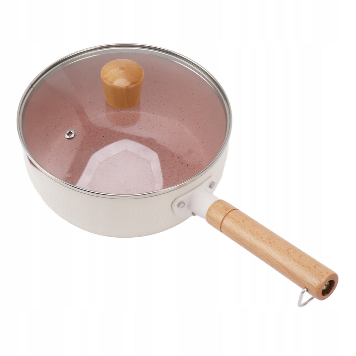 Non-stick saucepan with lid. White complementary food for 4X
