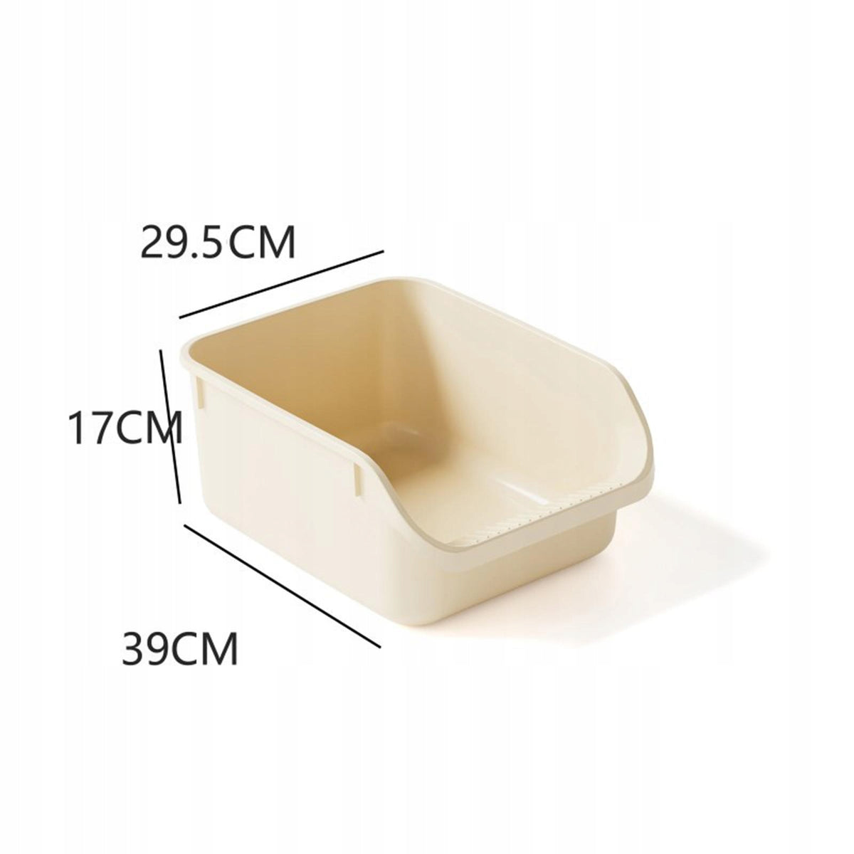 Nonstick Litter Pan Portable Easy Carry Cat Litter Container Pet Beige Packaging status original