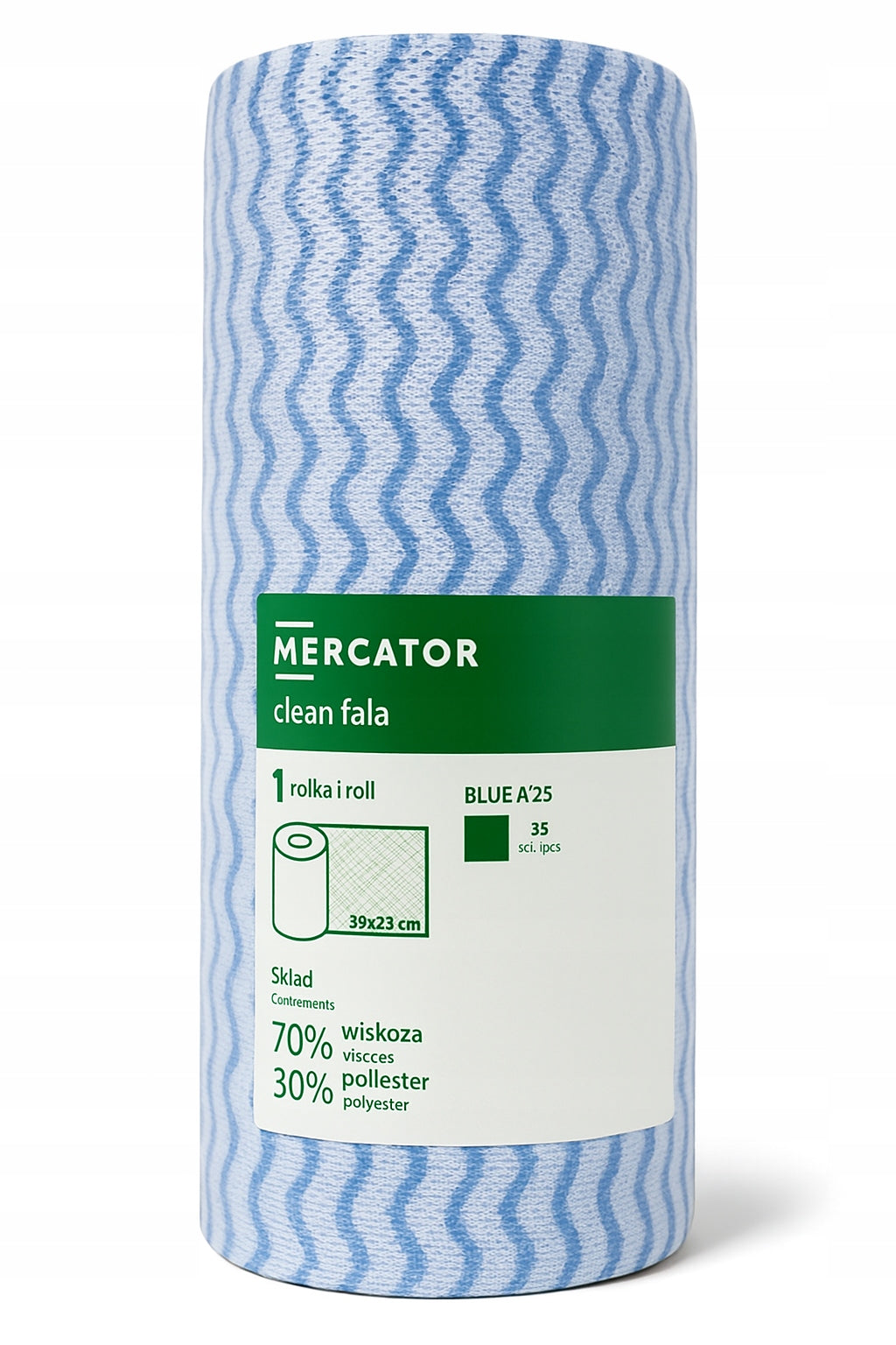 Nonwoven absorbent cloths blue Mercator 25pcs per roll Packaging status original