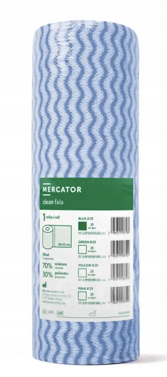 Nonwoven absorbent cloths blue Mercator 25pcs per roll