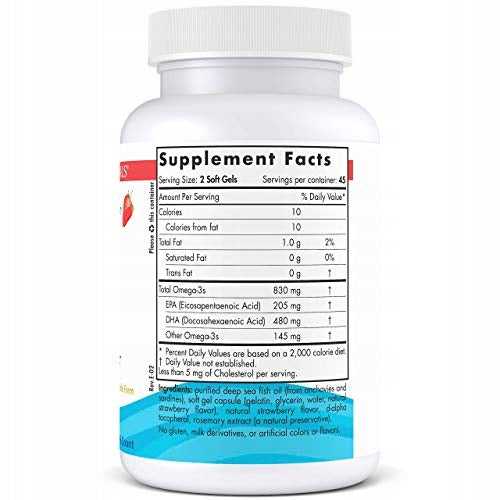 Nordic DHA 830mg OMEGA-3 STRAWBERRY SMALL CAPSULES 90 Packaging status original