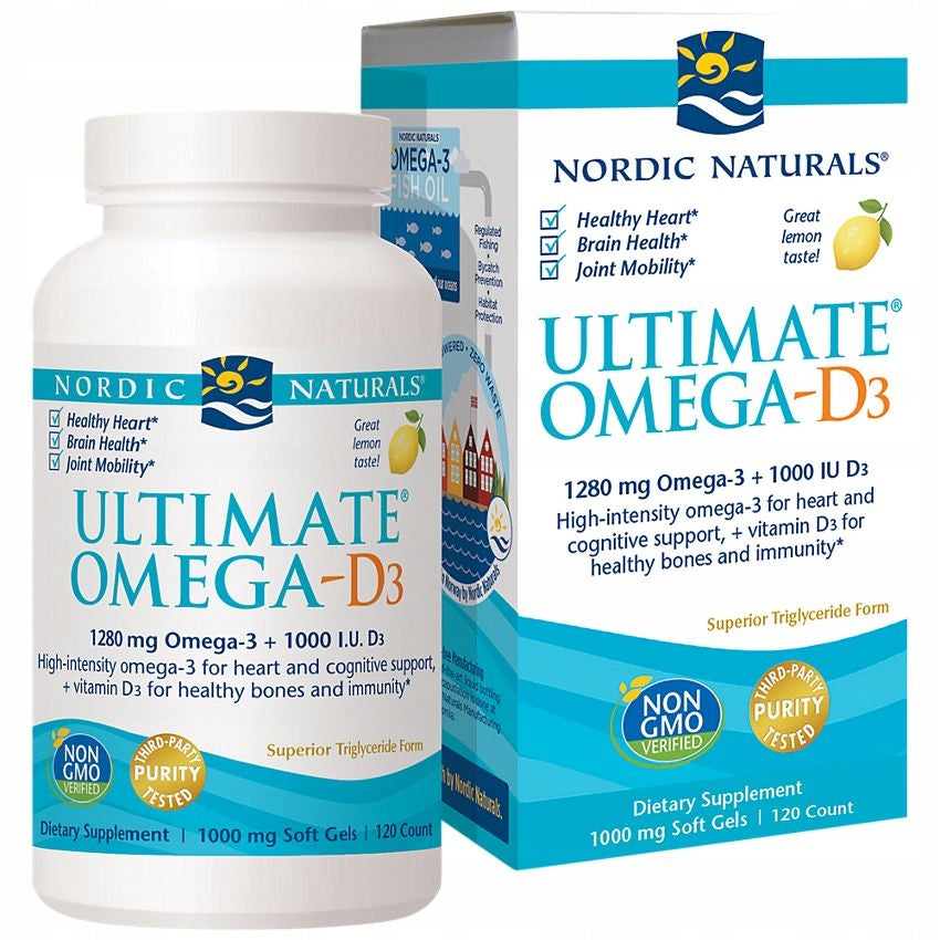 Nordic Naturals Ultimate Omega 1280 mg Omega-3 + D3 - 120 Softgels