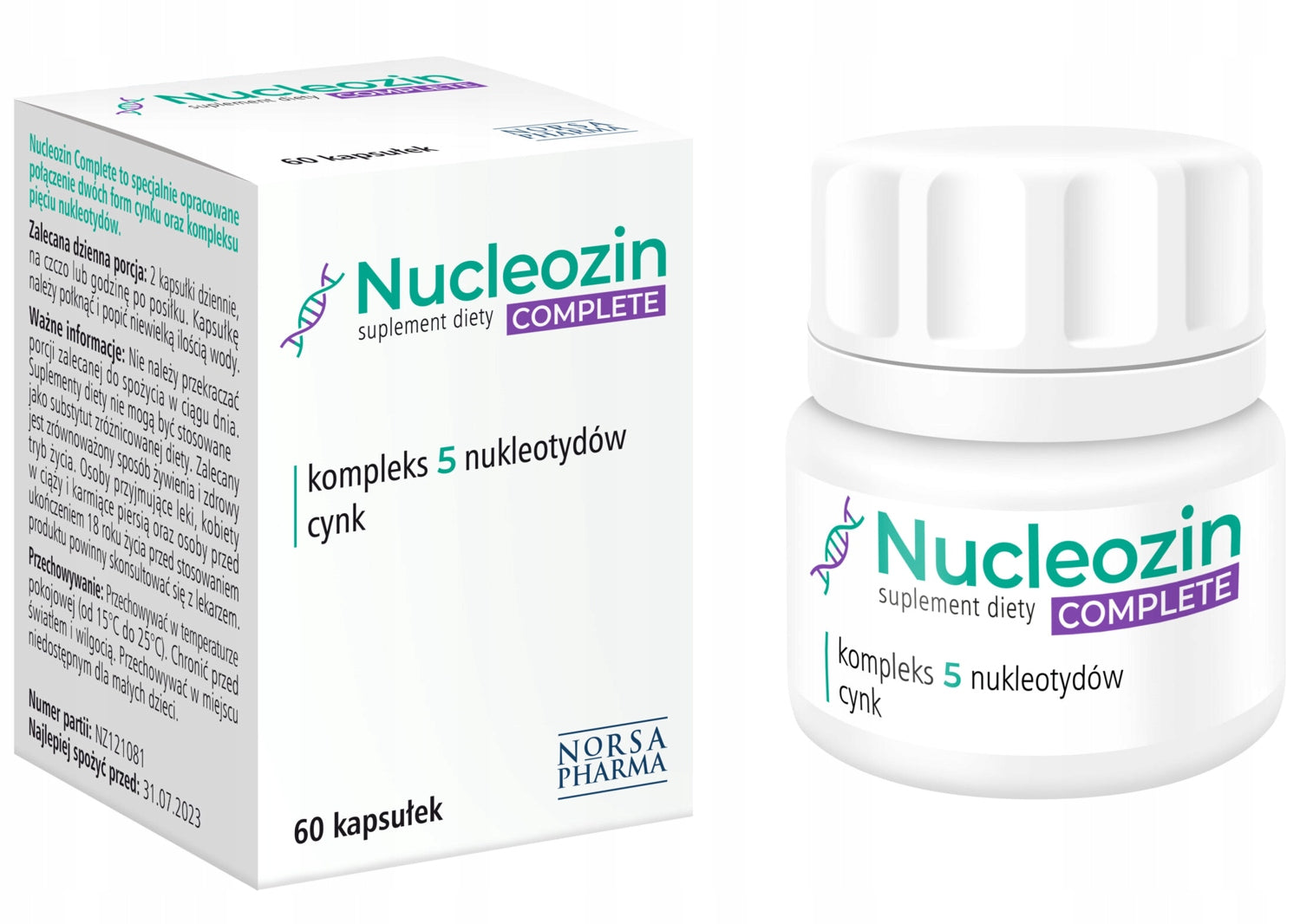 Norsa Pharma - NUCLEOZIN COMPLETE | 60 caps. | NUCLEOTIDES + 2 forms of zinc Packaging status original