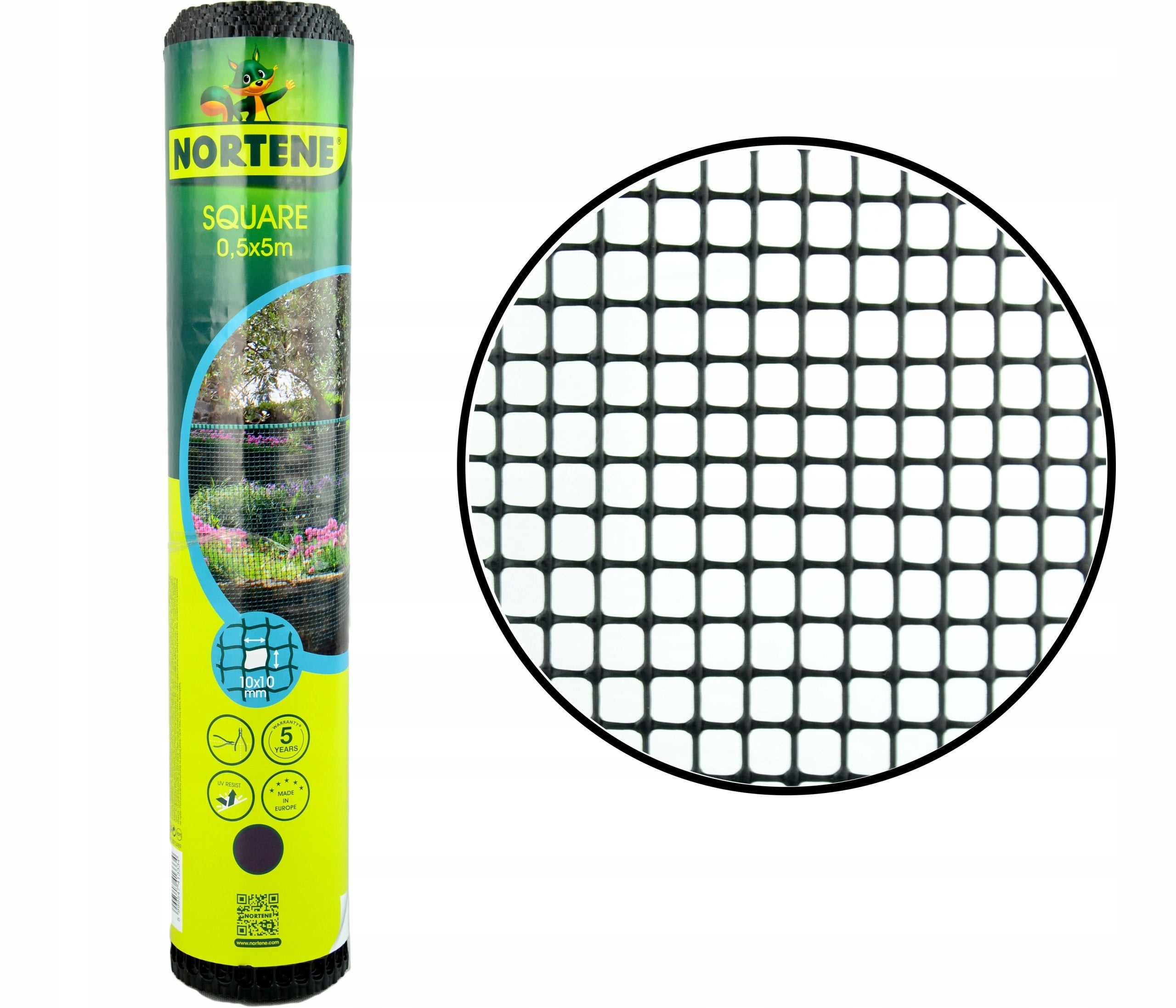 Nortene Mesh Plastic SQUARE eyelet 10mm ANTHRACITE 0,5x5m Garden