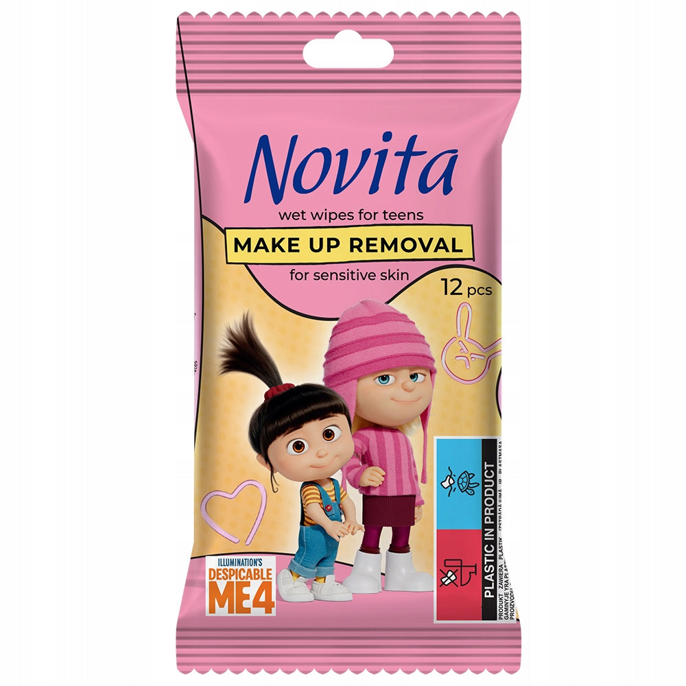 Novita Sensitive Gentle Moisturized Wipes for Makeup Removal 12 Pcs