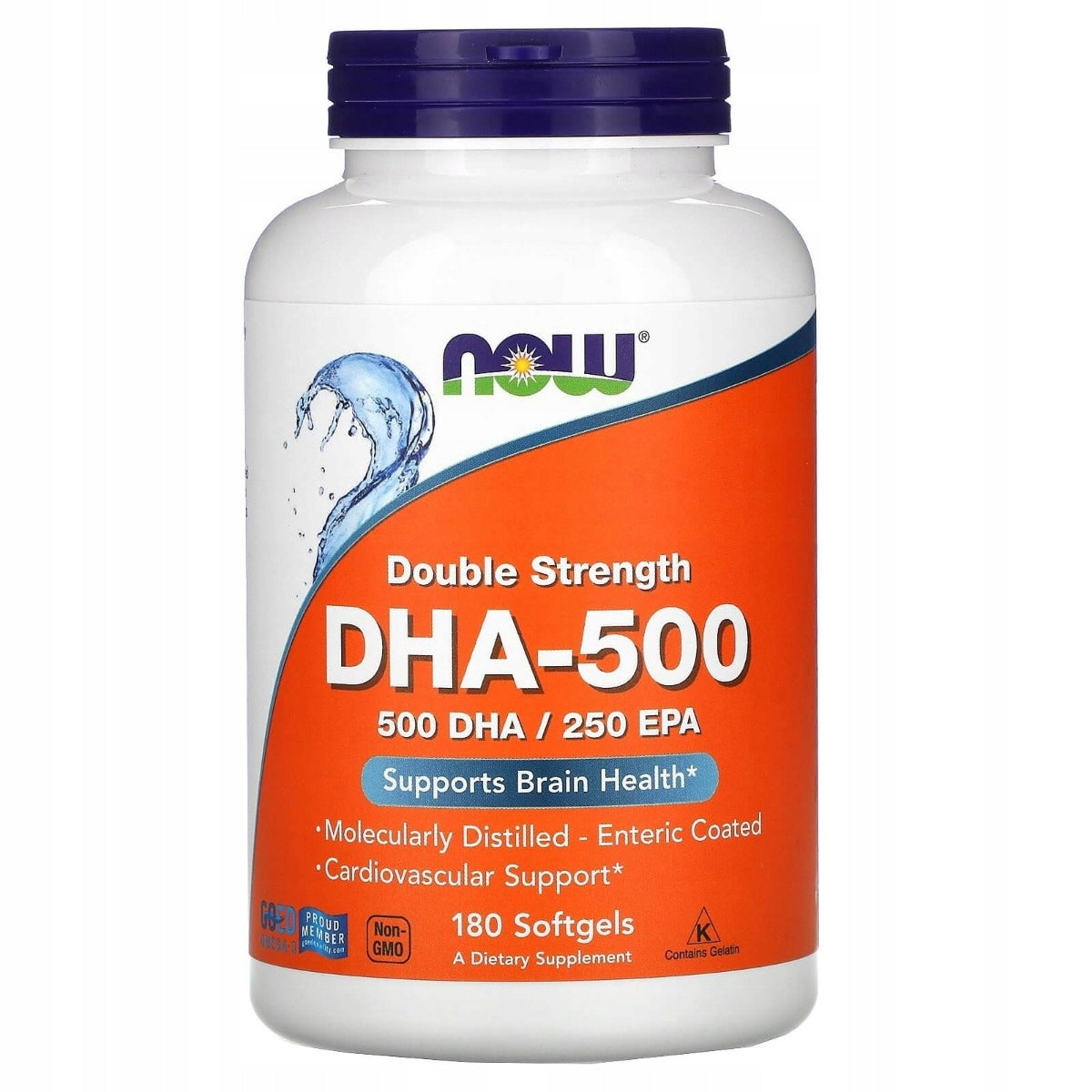 Now Foods Double Strength DHA, dietary supplement, 500mg, 90
